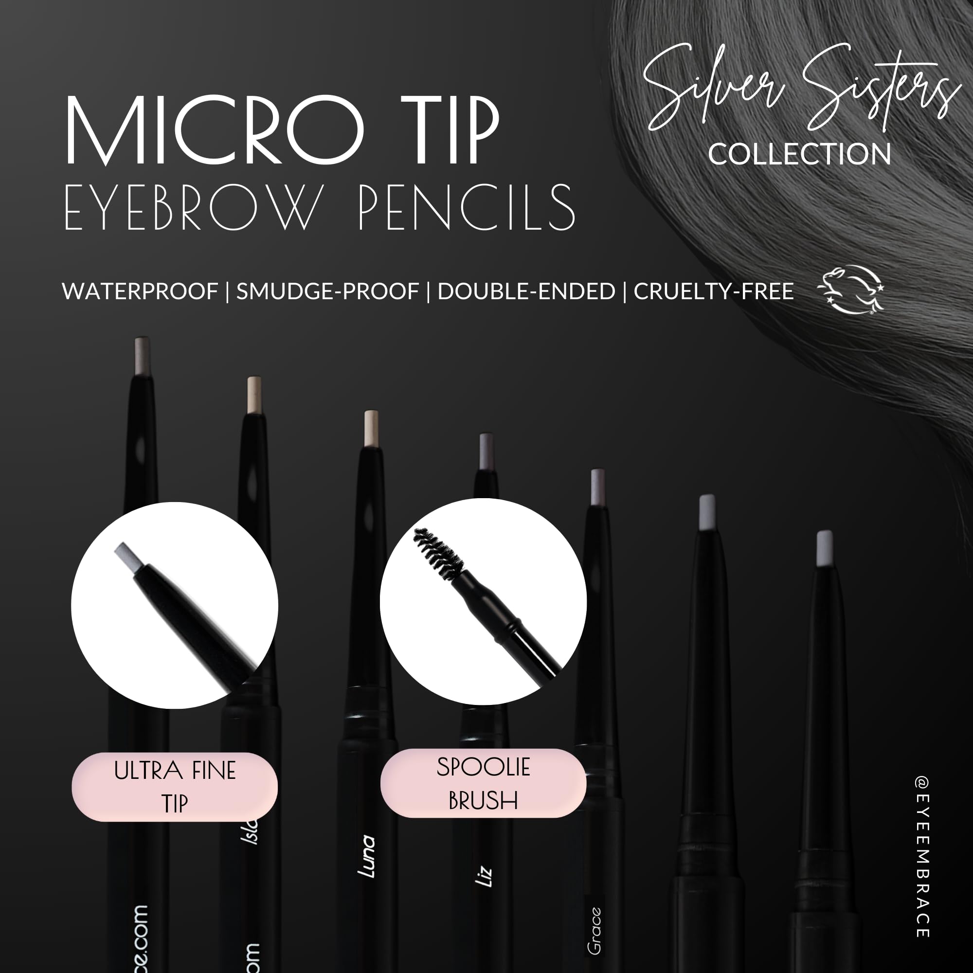 Eye Embrace Isla Micro Tip Pen: Waterproof Dual-Ended Brow Pencil in Gray-Brown