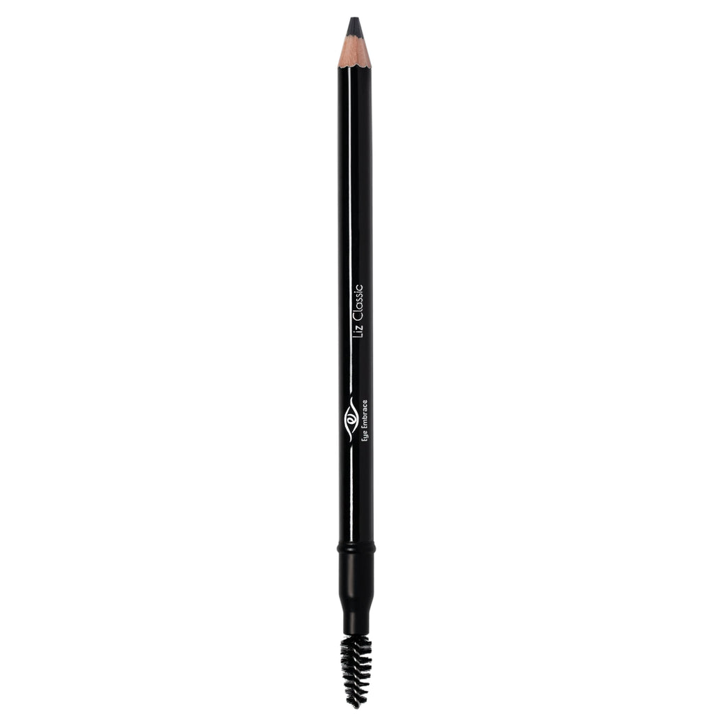 Eye Embrace Liz Classic: Warm Medium Gray Wooden Eyebrow Pencil – Waterproof, Double-Ended with Sharpener & Spoolie, Cruelty-Free