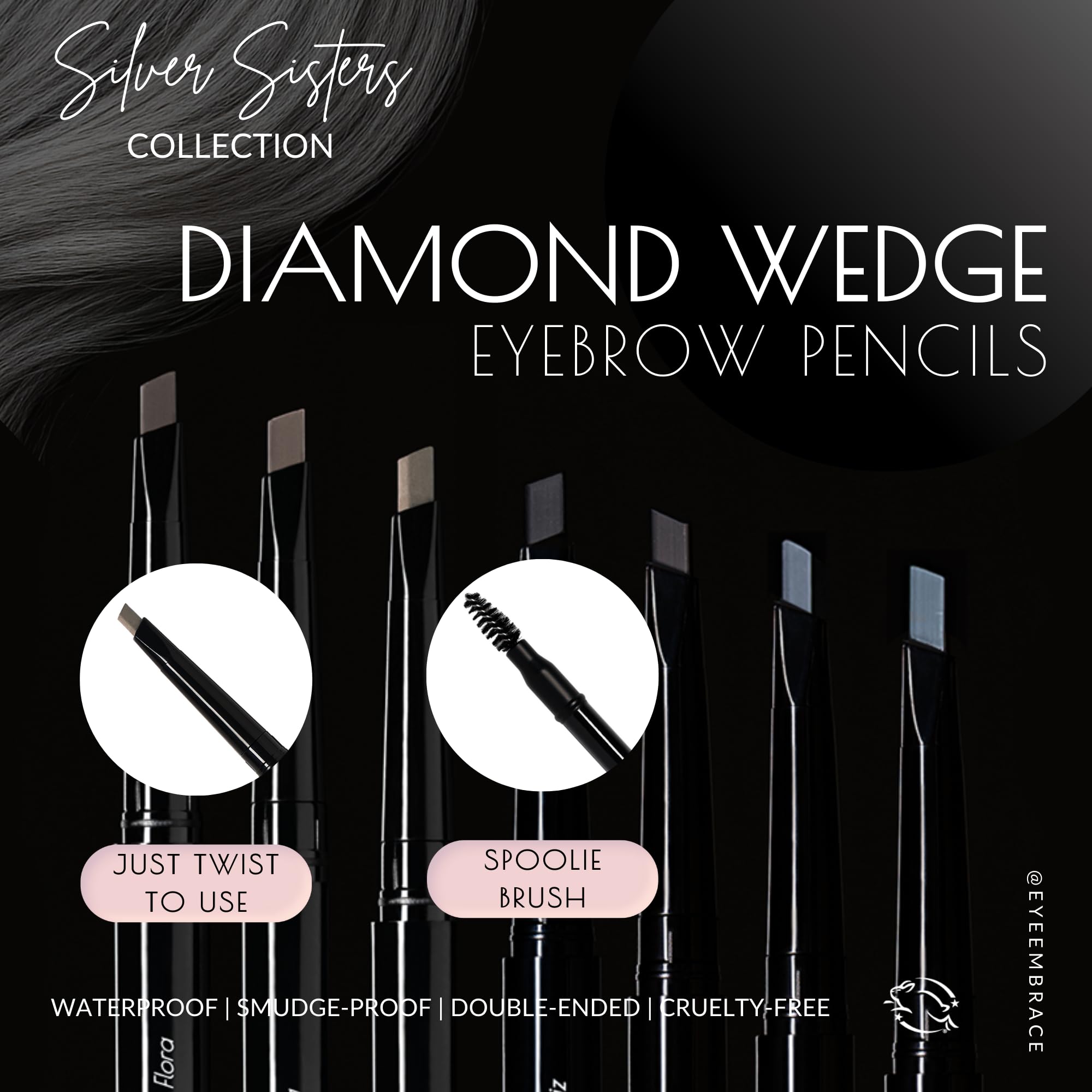 Eye Embrace Warm Betty Light Gray Eyebrow Pencil – Waterproof, Double-Ended Angled Tip & Spoolie, Cruelty-Free