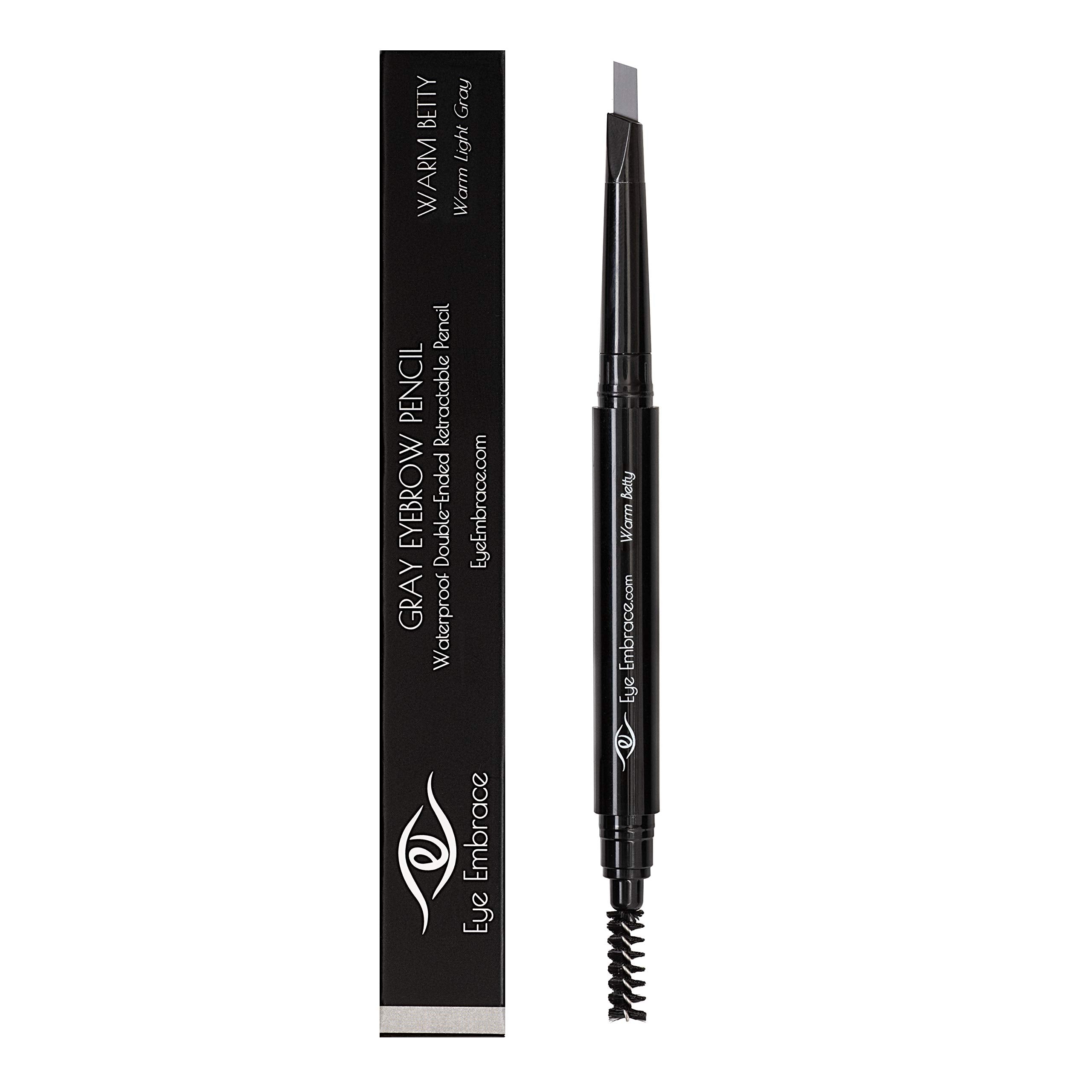 Eye Embrace Warm Betty Light Gray Eyebrow Pencil – Waterproof, Double-Ended Angled Tip & Spoolie, Cruelty-Free