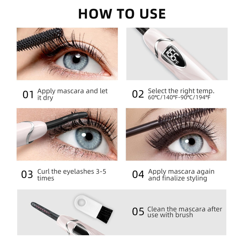 EYECURL S600 Heated Eyelash Curler – Precise Temperature Control, 24H Curl, Intelligent Power Off (Primrose Pink/Silver)