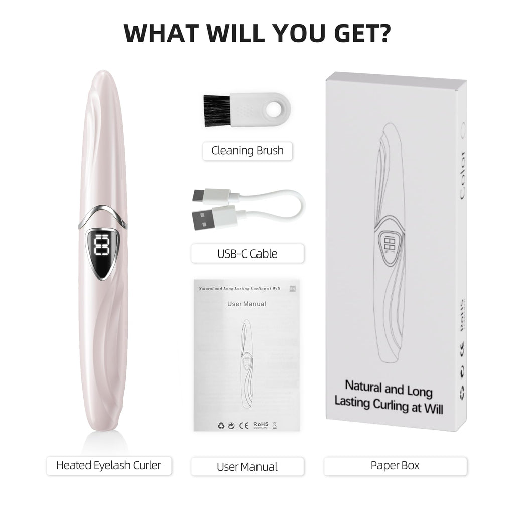 EYECURL S600 Heated Eyelash Curler – Precise Temperature Control, 24H Curl, Intelligent Power Off (Primrose Pink/Silver)