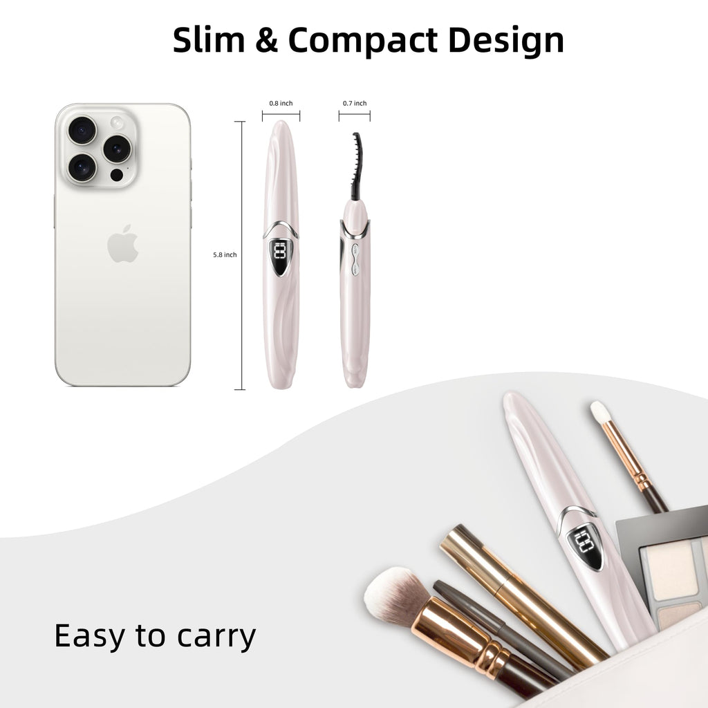 EYECURL S600 Heated Eyelash Curler – Precise Temperature Control, 24H Curl, Intelligent Power Off (Primrose Pink/Silver)