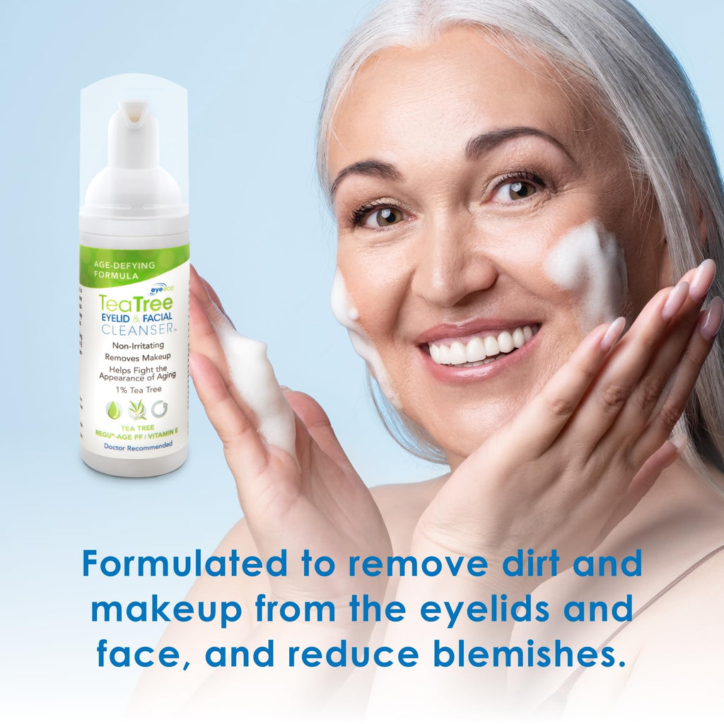 EyeEco Age-Defying Tea Tree Eyelid & Facial Cleanser – 50mL | Gentle, Non-Irritating Formula