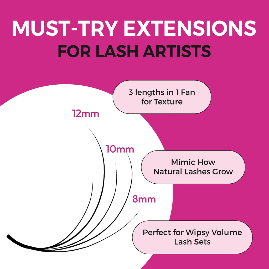 Eyesy Lash 500 Camellia Promade Fans – 5D 0.07, 8–12mm CC Curl