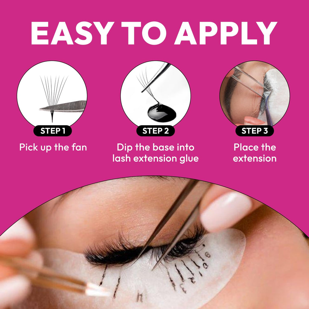 Eyesy Lash 500 Promade Fans – Pointy Base Volume Premade Fans (5D 0.07, 11mm)