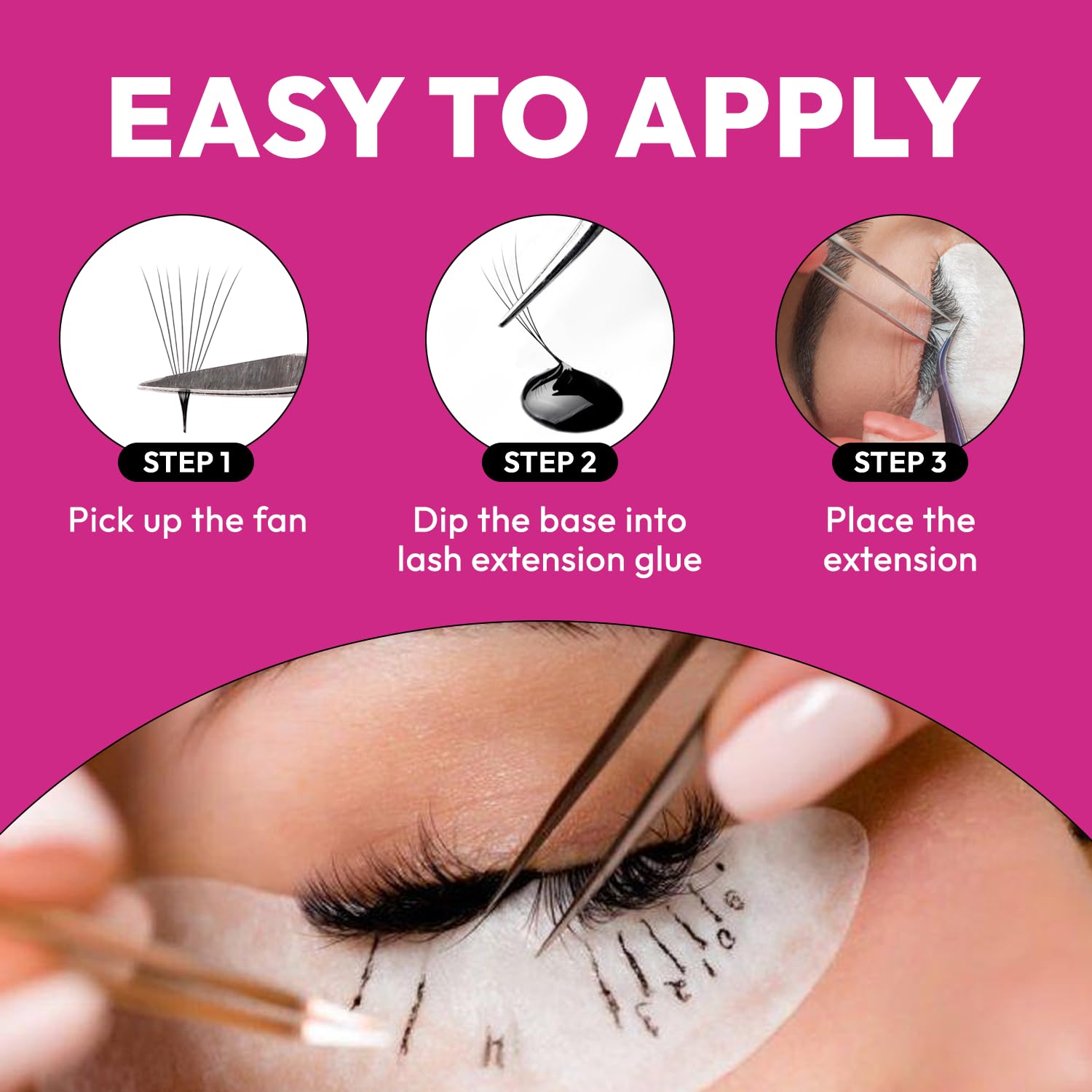 Eyesy Lash 500 Promade Fans – Pointy Base Volume Premade Fans (5D 0.07, 11mm)