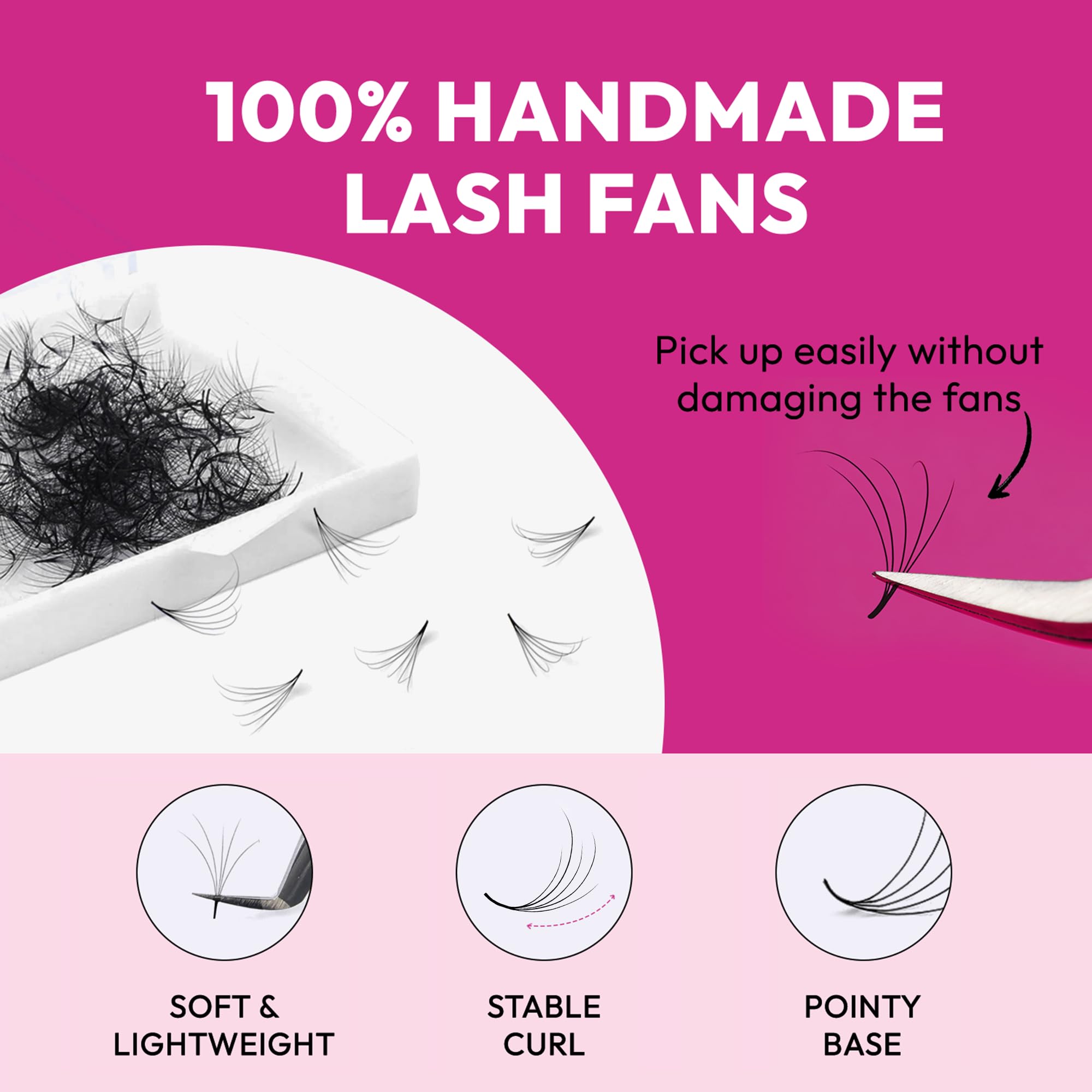Eyesy Lash 500 Camellia Promade Fans – 5D 0.07, 8–12mm CC Curl