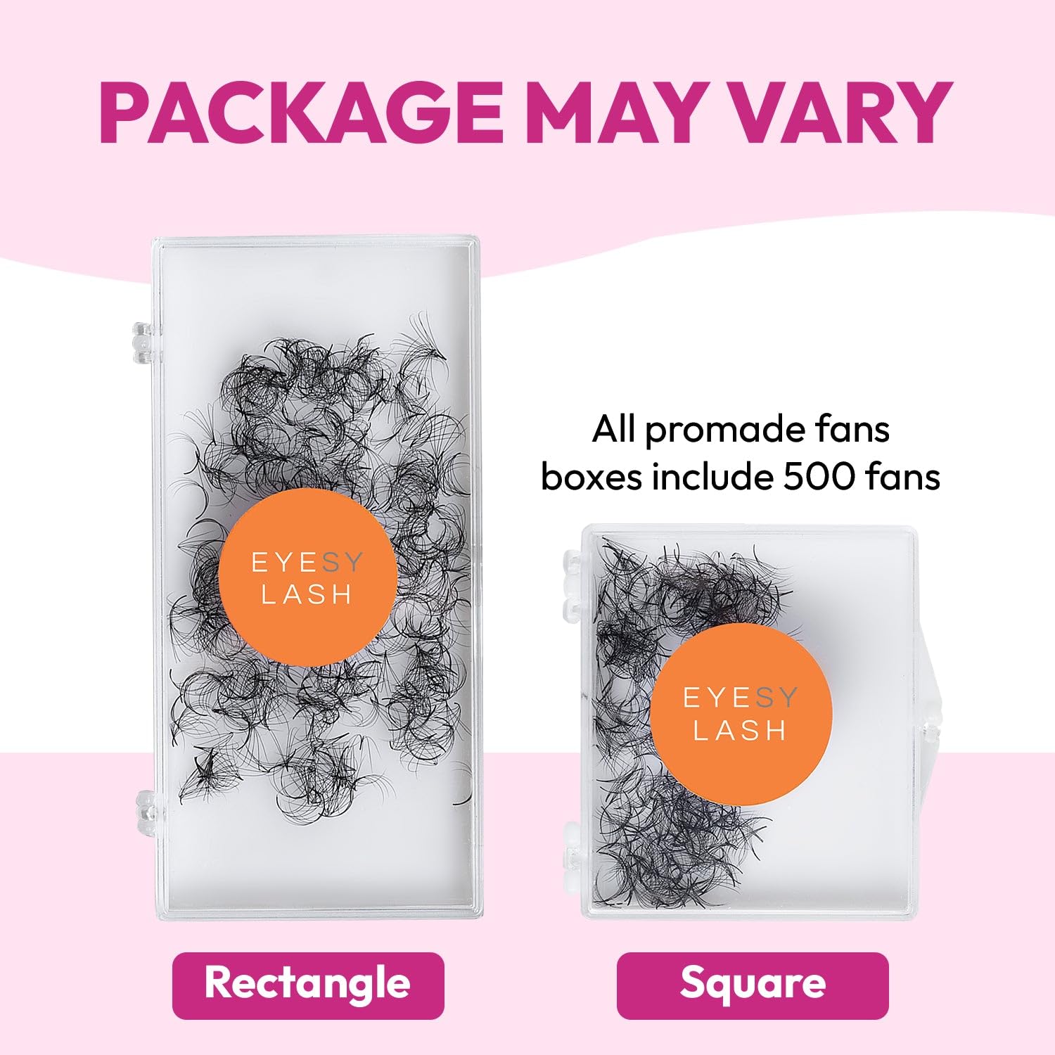 Eyesy Lash 500 Promade Fans – Volume Premade Lashes (5D 0.07, 12mm), Pointy Base