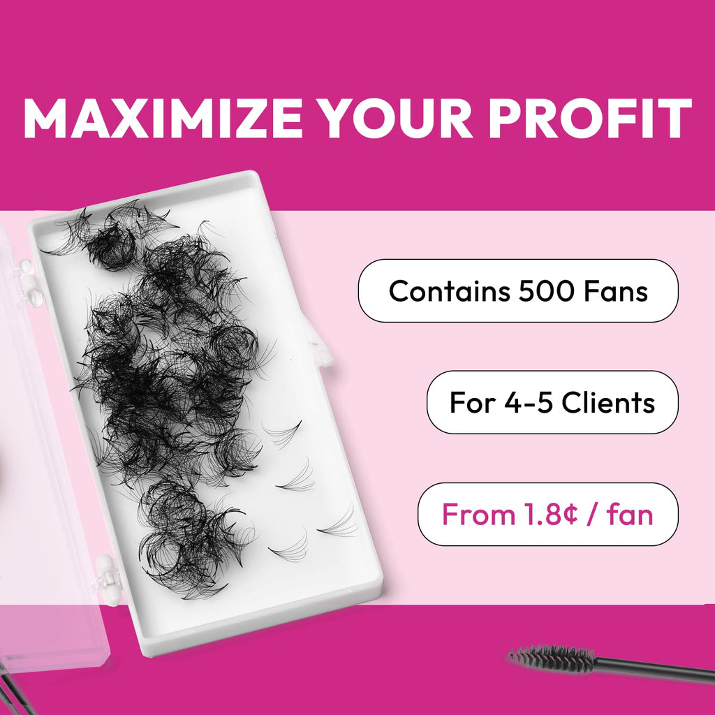 Eyesy Lash 500 Promade Fans – Premium 6D 0.07 CC Premade Lash Fans