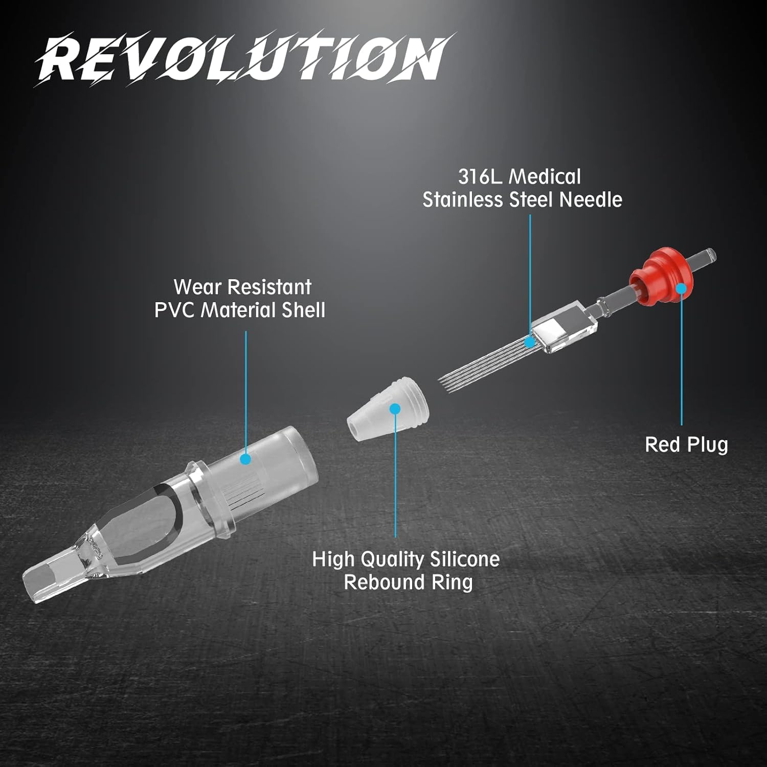 EZ Tattoo Cartridge 50Pcs #12 – Revolution Curved/Round Magnum with Membrane | EZTAT2