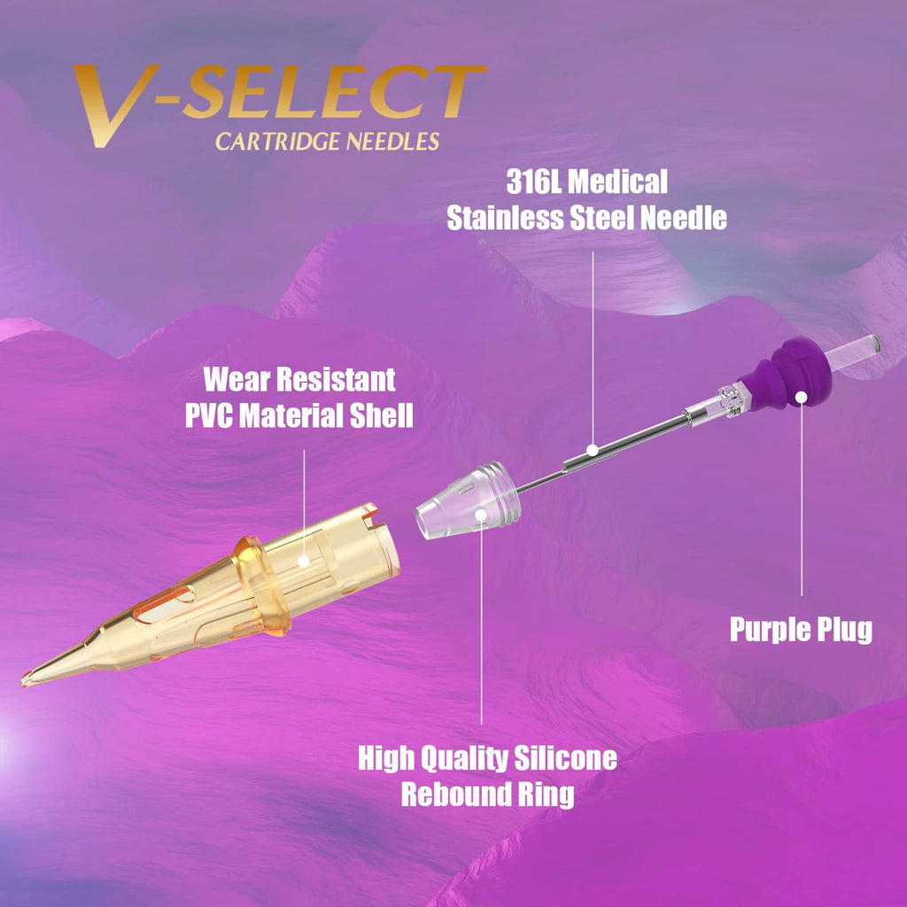 EZTAT2 V-Select 1RL Cartridge Needles for Permanent Makeup | Eyebrows, Liner, Microblading