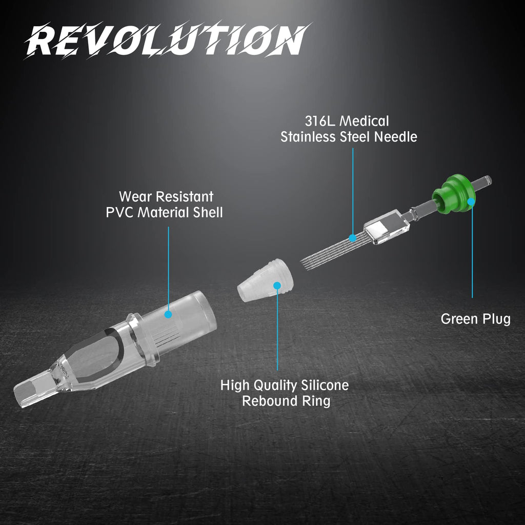 EZTAT2 Tattoo Cartridge Needles Assorted – 50Pcs #12 Mixed (7M1 9M1 11M1 13M1 15M1) for Rotary Pen