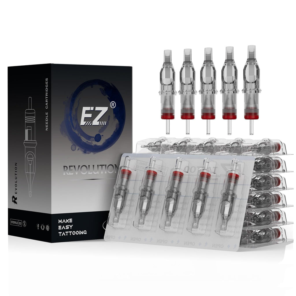EZTAT2 EZ Tattoo Cartridges 50Pcs #12 (13RM) Standard Curved Magnum – Safe & Precise