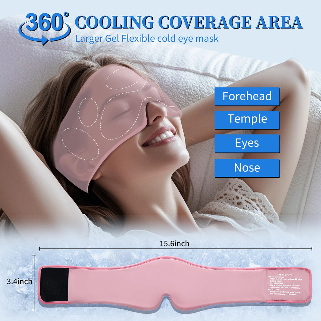 FACEMOON 2 Pack Blackout Cooling Sleep Mask – Reusable Weighted Gel Eye Masks for Puffiness & Migraine Relief