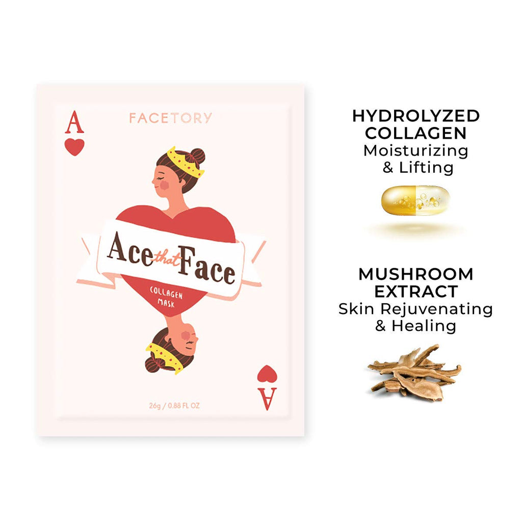 FACETORY ACE THAT FACE Firming Collagen Sheet Mask with Mushroom Extract – 10 Pack