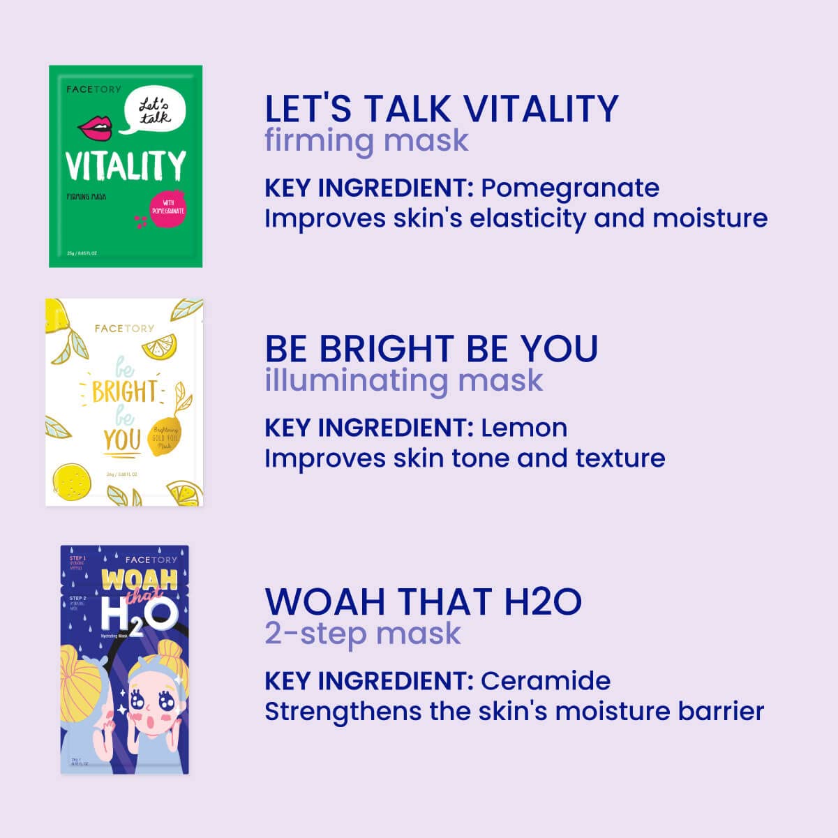 FACETORY Best of 7 Collection Sheet Masks | Hydrating Korean Face Mask Set