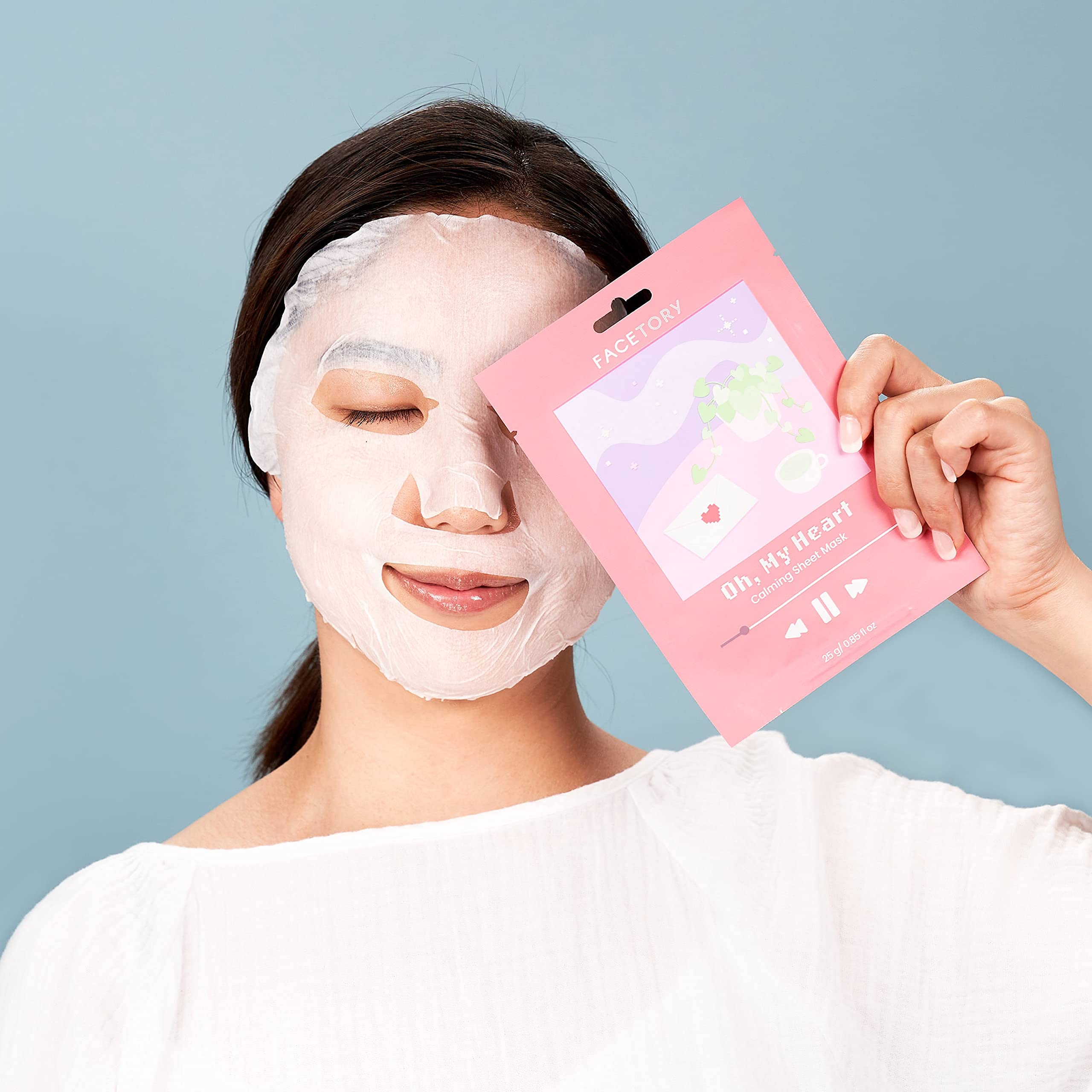 FACETORY Calming Sheet Mask for Acne-Prone Skin with Heartleaf | 10-Pack