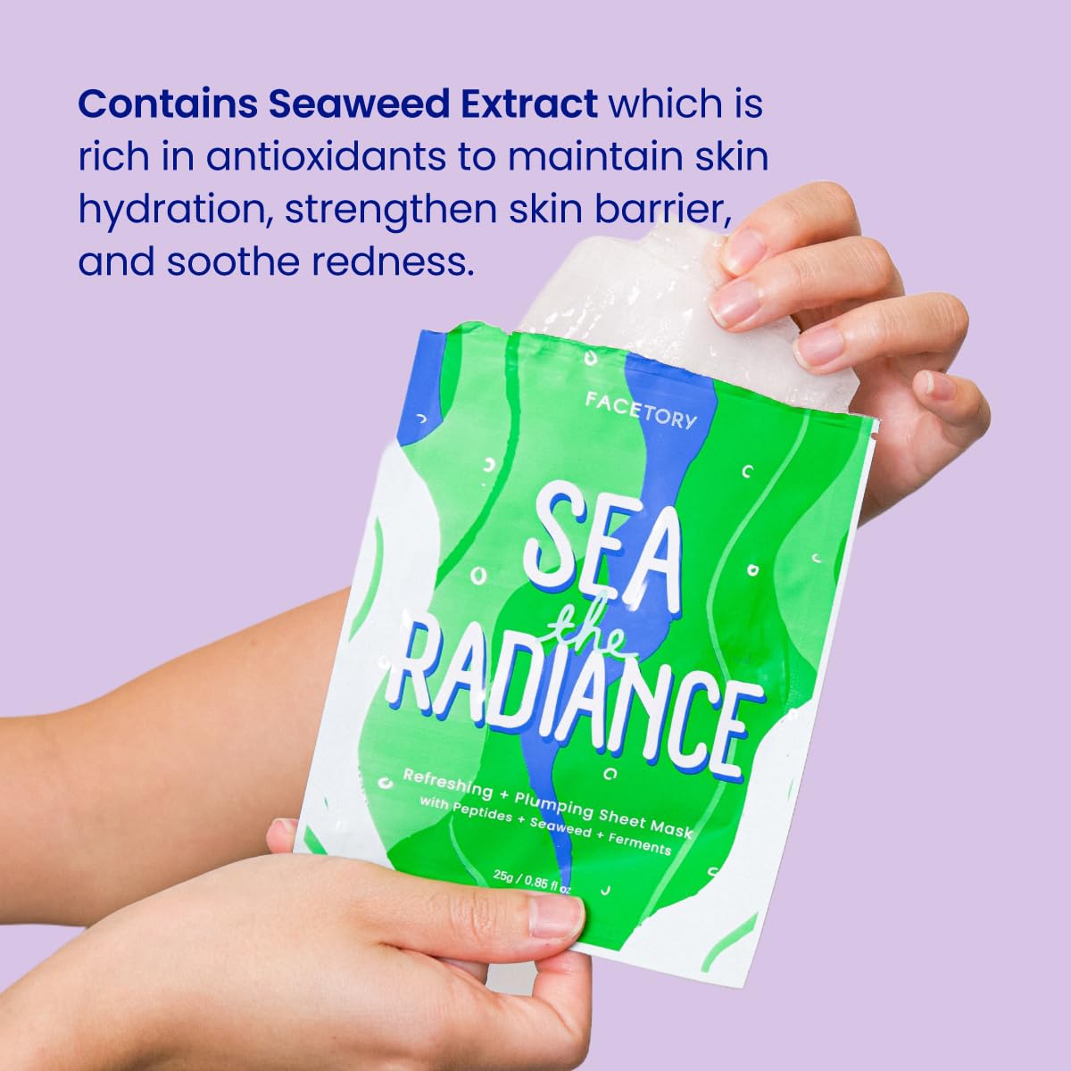FACETORY Sea the Radiance Plumping Sheet Mask with Seaweed & Peptides – Hydration & Firming (10 Pack)