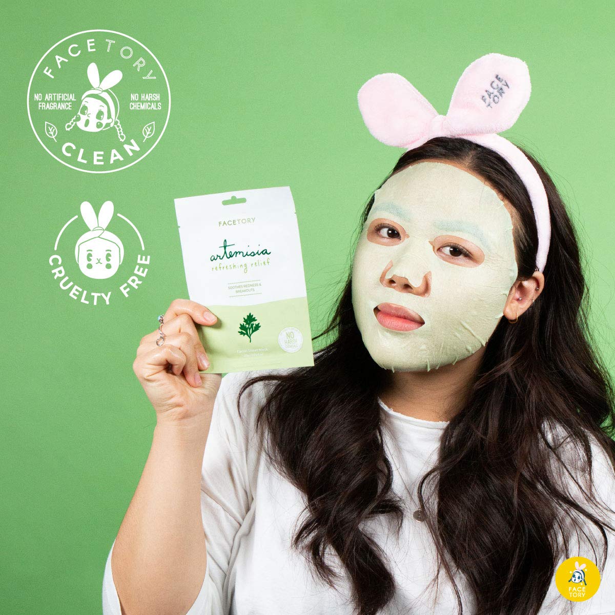 FACETORY Artemisia Refreshing Relief Sheet Mask – Soothe Redness & Balance Skin (10 Pack)