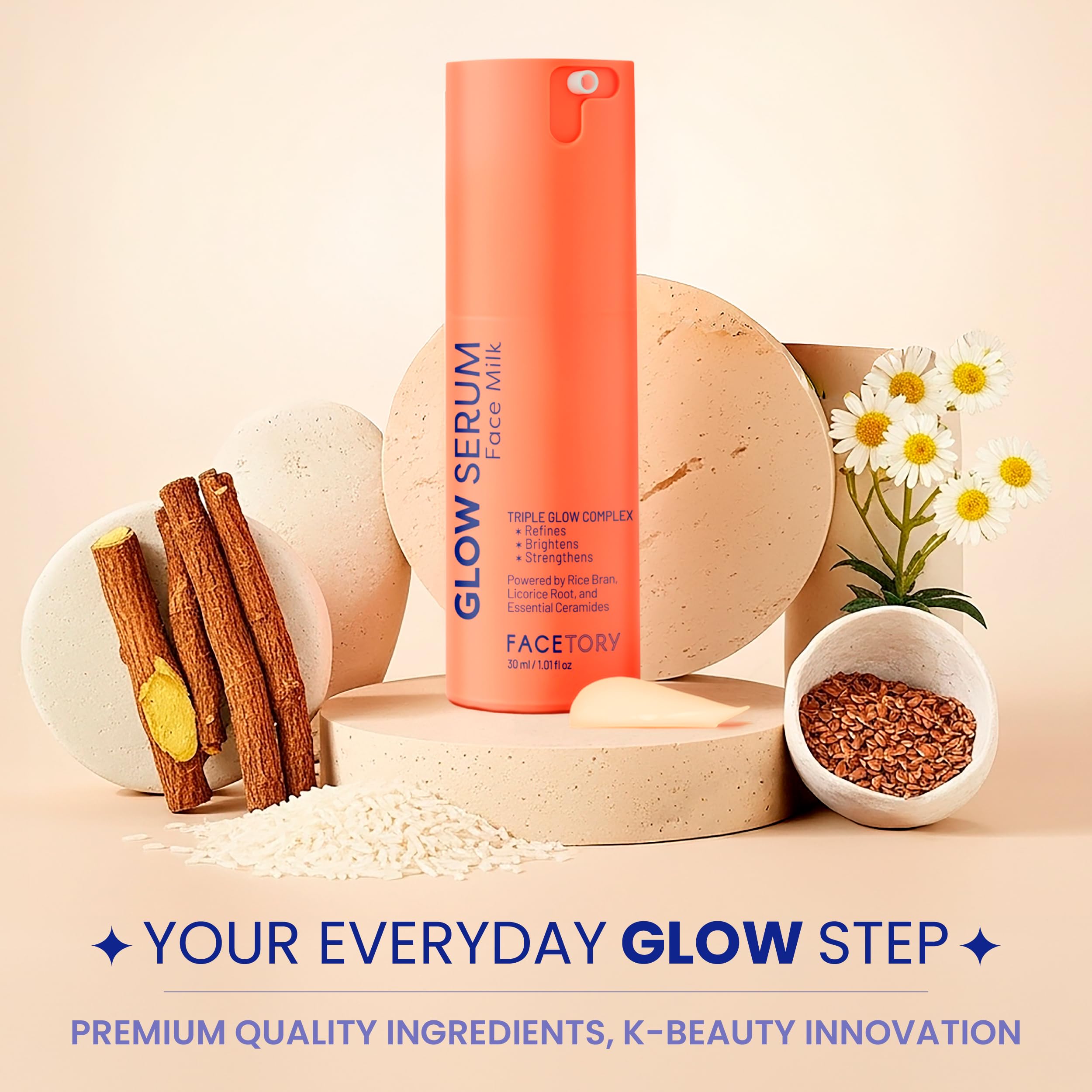 FaceTory Glow Serum Face Milk – Hydrating Korean Serum with Rice Bran, Licorice Root & Ceramides