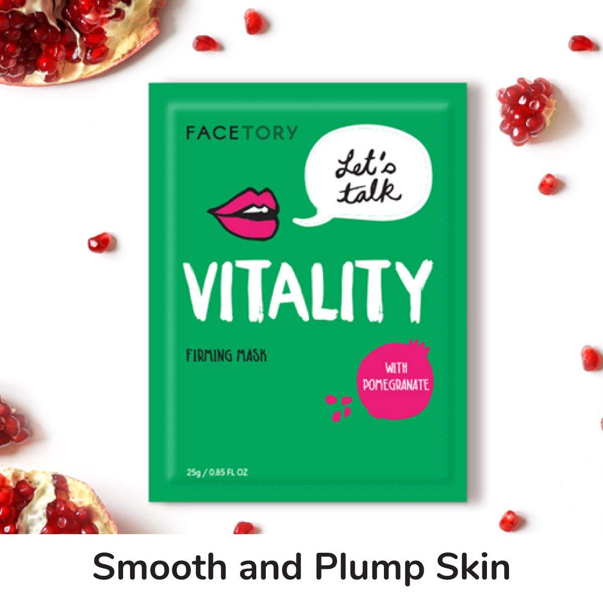 FACETORY Let’s Talk Vitality Firming Sheet Mask – Pomegranate & Shea Butter, 10 Pack