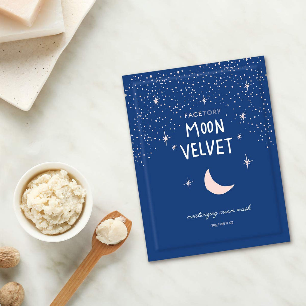 FACETORY Moon Velvet Face Masks – Hydrating Sheet Masks with Hyaluronate & Shea Butter (10-Pack)