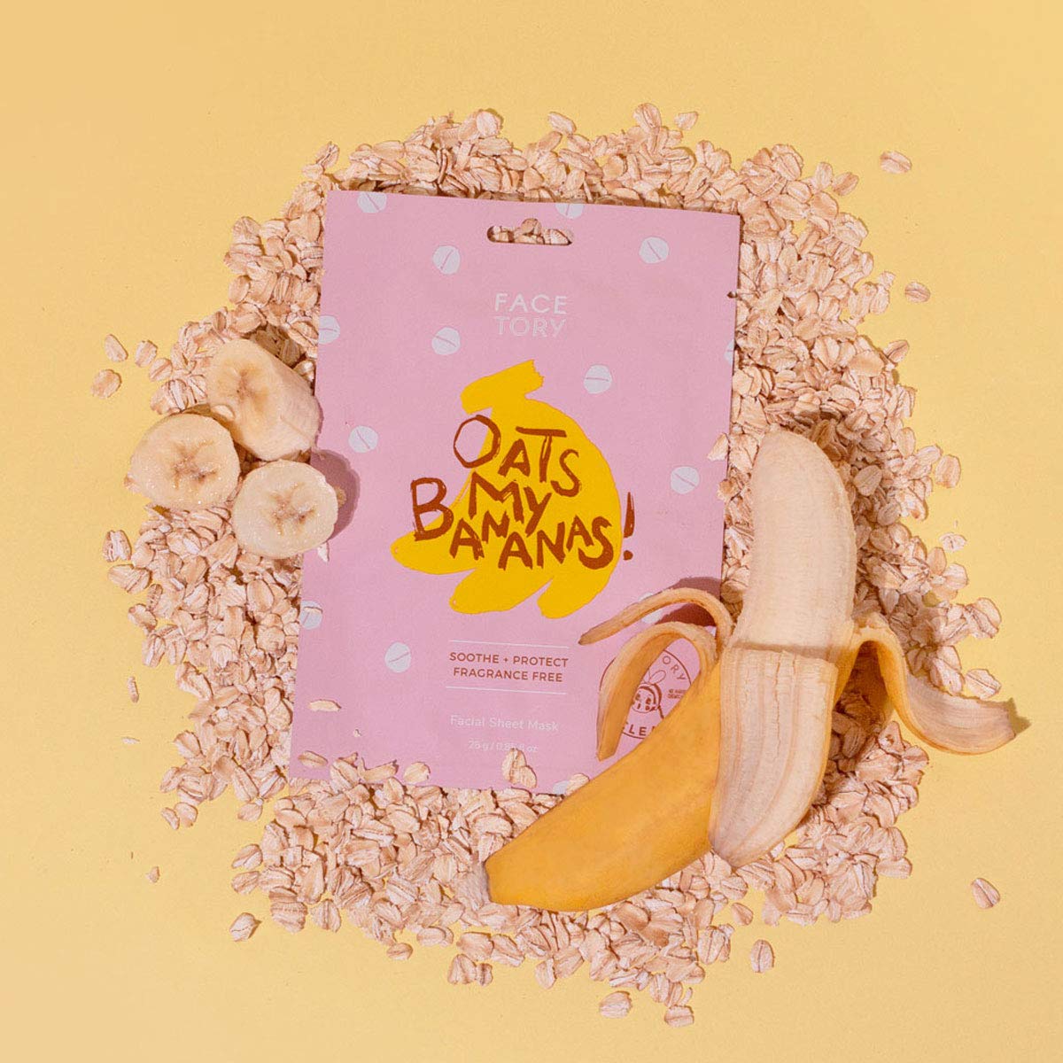 FACETORY Oats My Bananas Calming Sheet Mask | Milky Essence Hydration & Gentle Redness Relief (10 Pack)