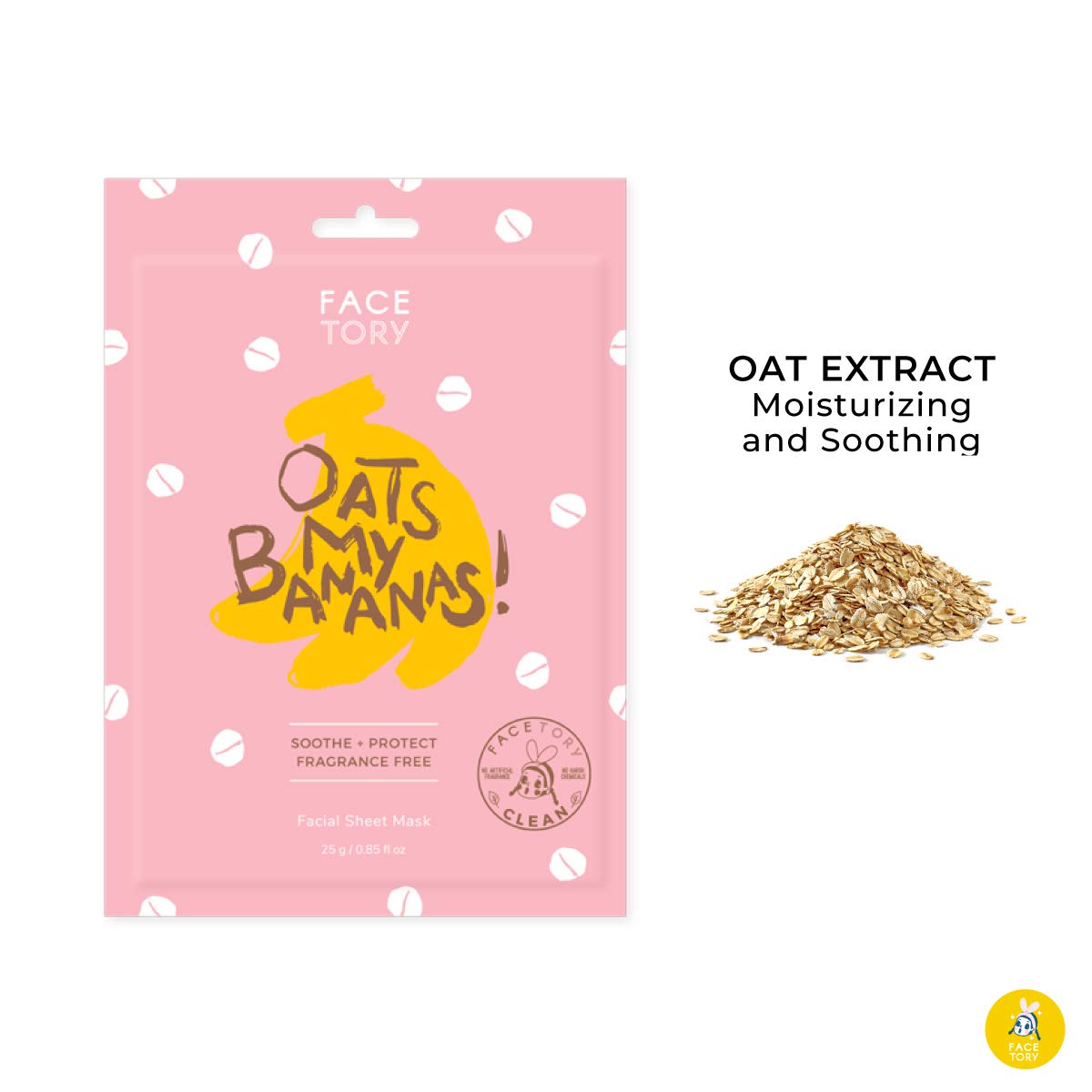 FACETORY Oats My Bananas Calming Sheet Mask | Milky Essence Hydration & Gentle Redness Relief (10 Pack)