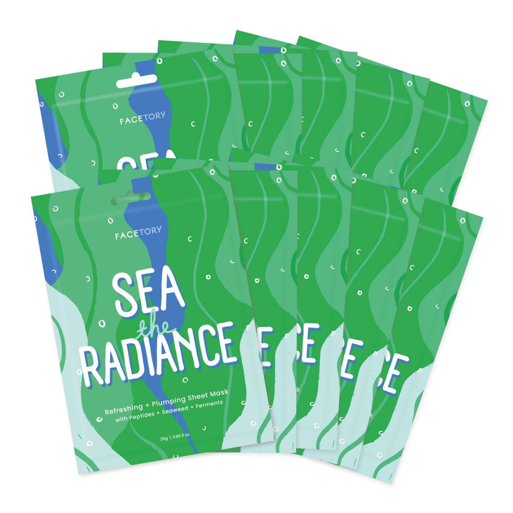 FACETORY Sea the Radiance Plumping Sheet Mask with Seaweed & Peptides – Hydration & Firming (10 Pack)