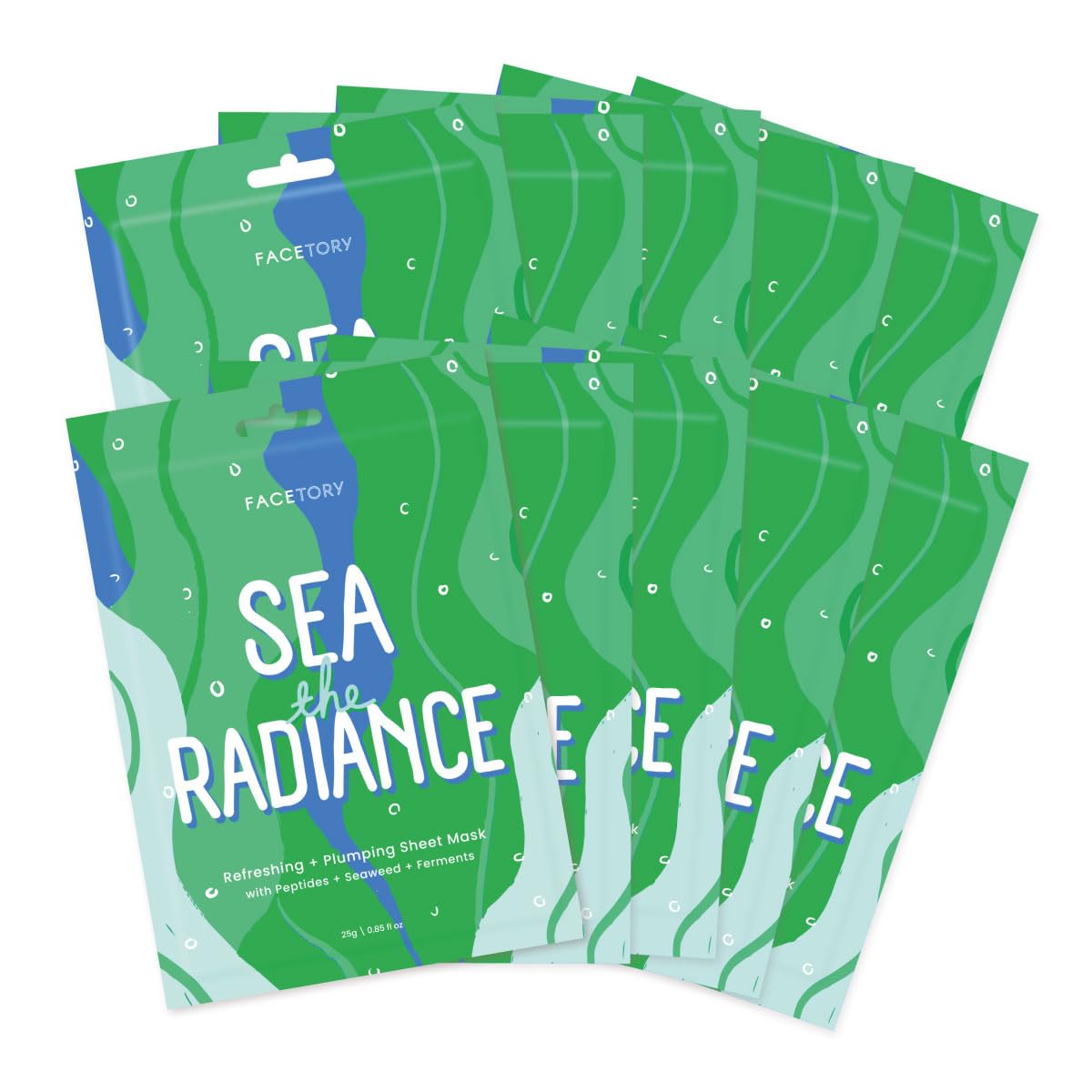 FACETORY Sea the Radiance Plumping Sheet Mask with Seaweed & Peptides – Hydration & Firming (10 Pack)