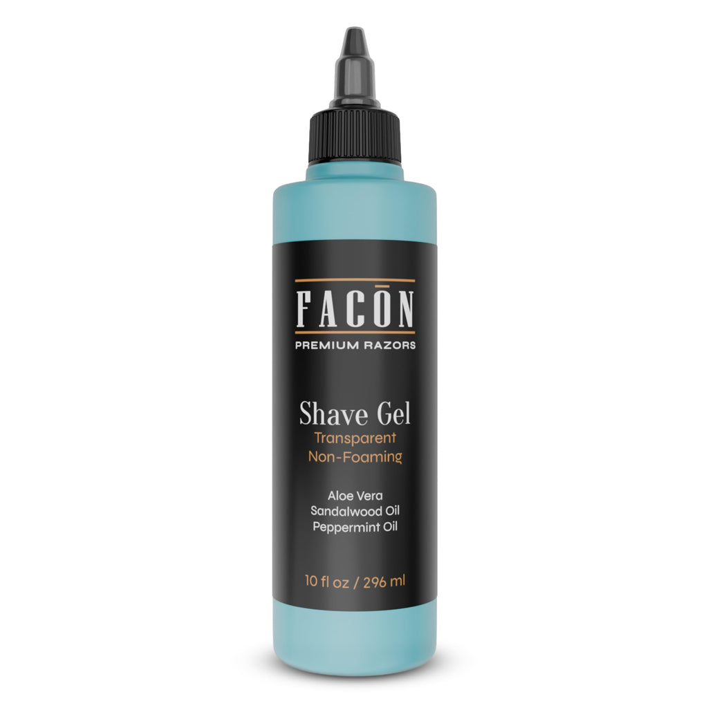 Facón Transparent Shaving Gel for Men with Aloe Vera and Menthol – Clear Non-Foaming Shave Gel, 10 fl oz