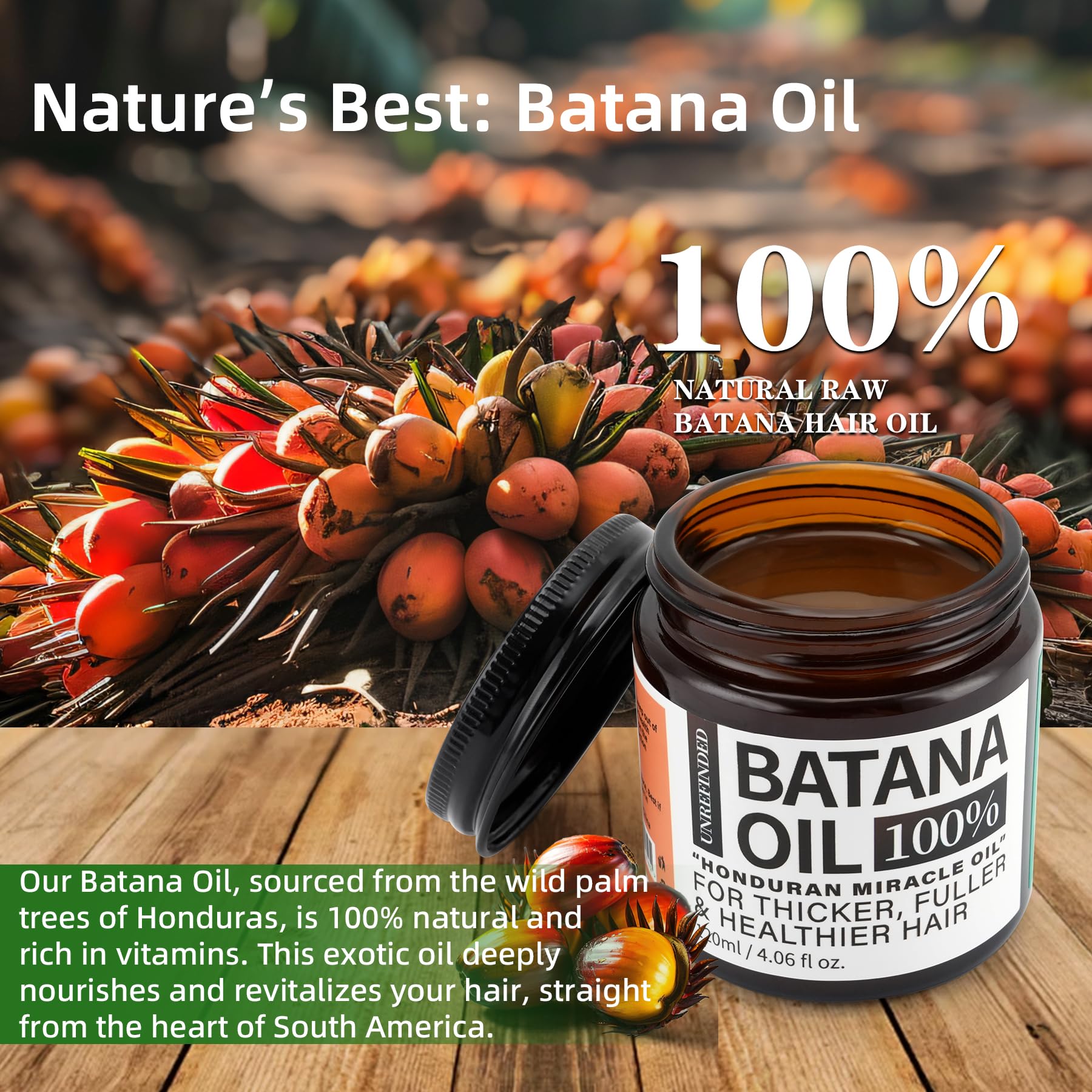 Fadelo Batana Oil for Hair Growth – 100% Natural, Unrefined, Honduras, 4.06 oz Jar