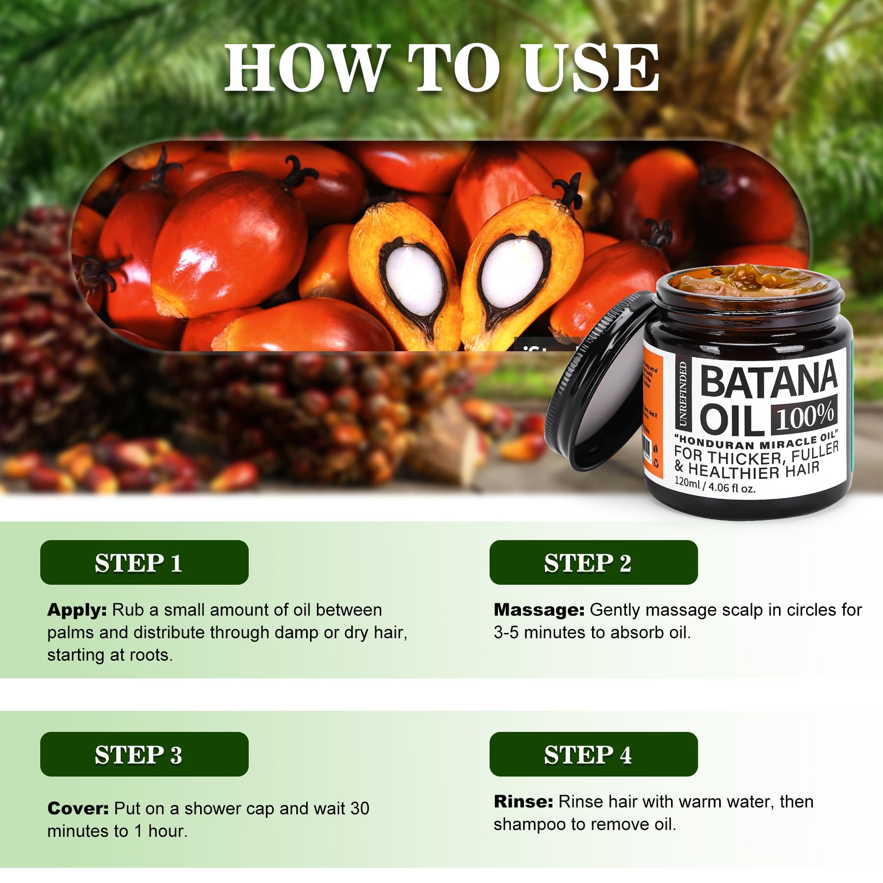 Fadelo Organic Batana Oil for Hair Growth – 100% Pure Batana from Honduras, 4 fl oz