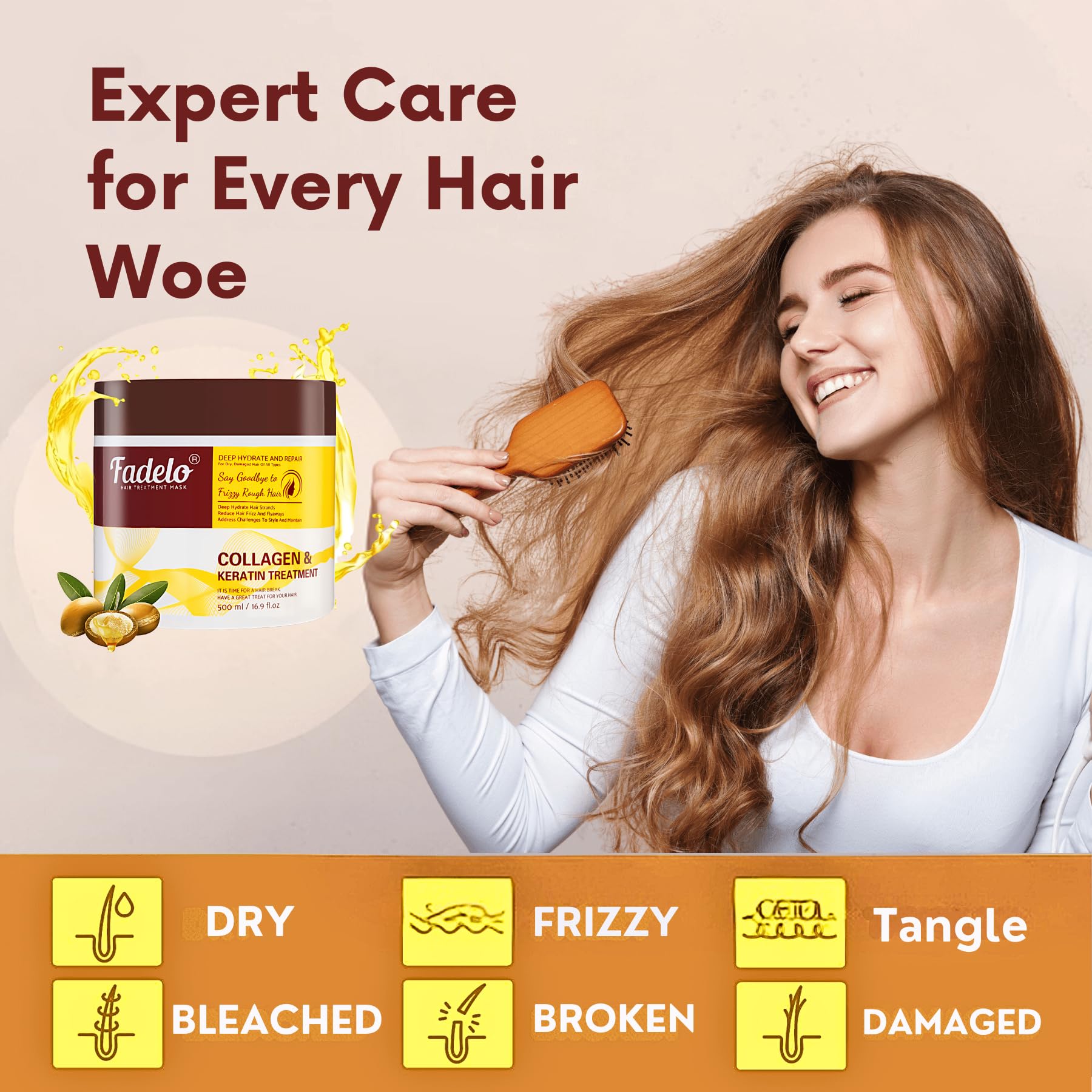 Fadelo Keratin Hair Mask with Collagen & Argan Oil – 500ml