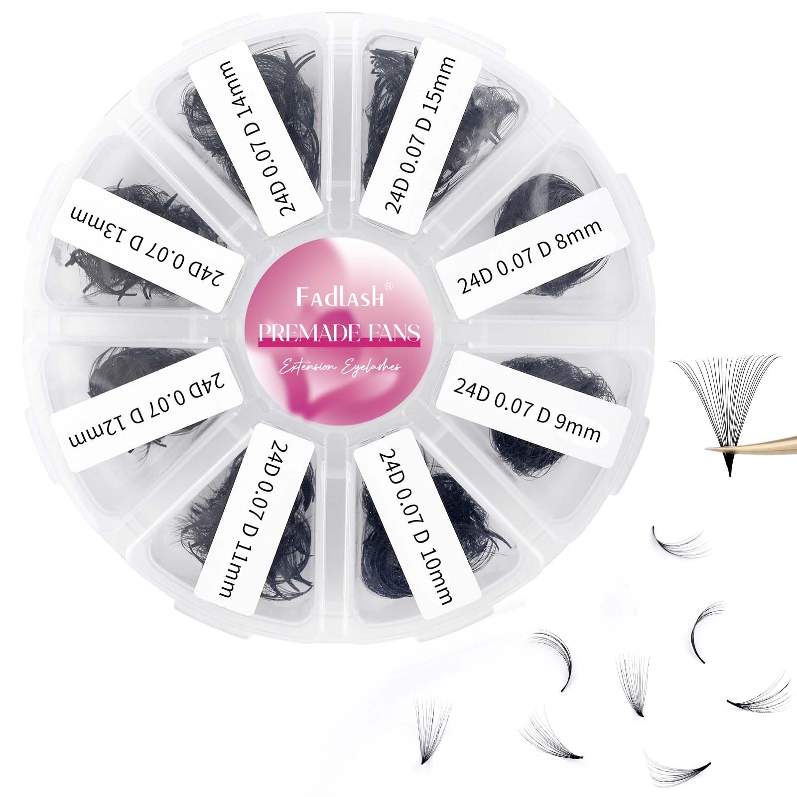 FADLASH 1000 Fans Premade Volume Extensions – 24D D Curl, Thin Base, Premium Premade Fans