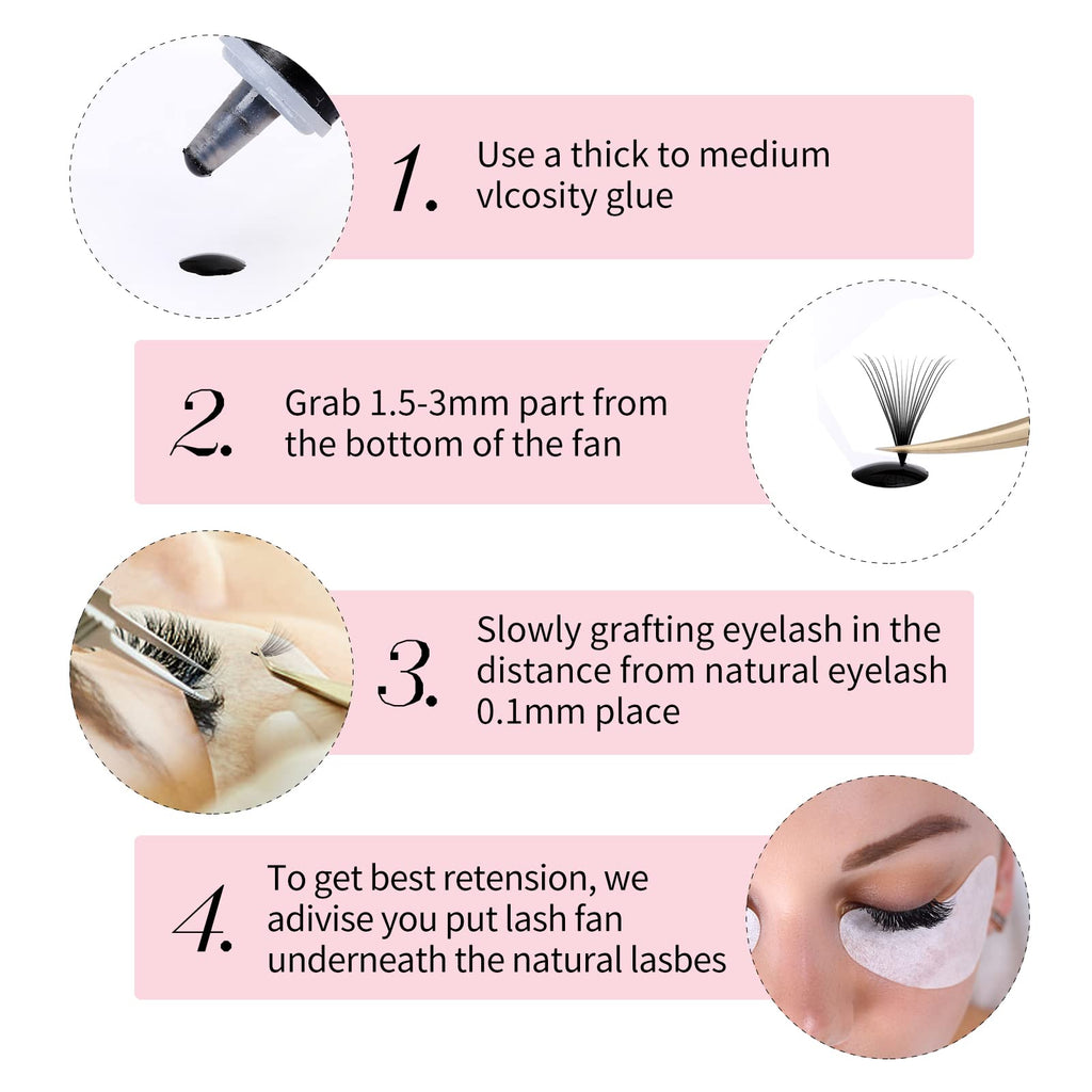 FADLASH Premade Fans 1000ct Mix – D Curl Promades, 16D-0.05D, 9-16mm