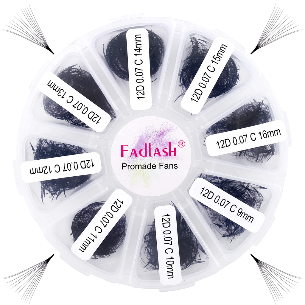 FADLASH Volume Lash Extensions – Premade Fans 1000pcs | 5D-16D, 9–20mm Mixed Tray