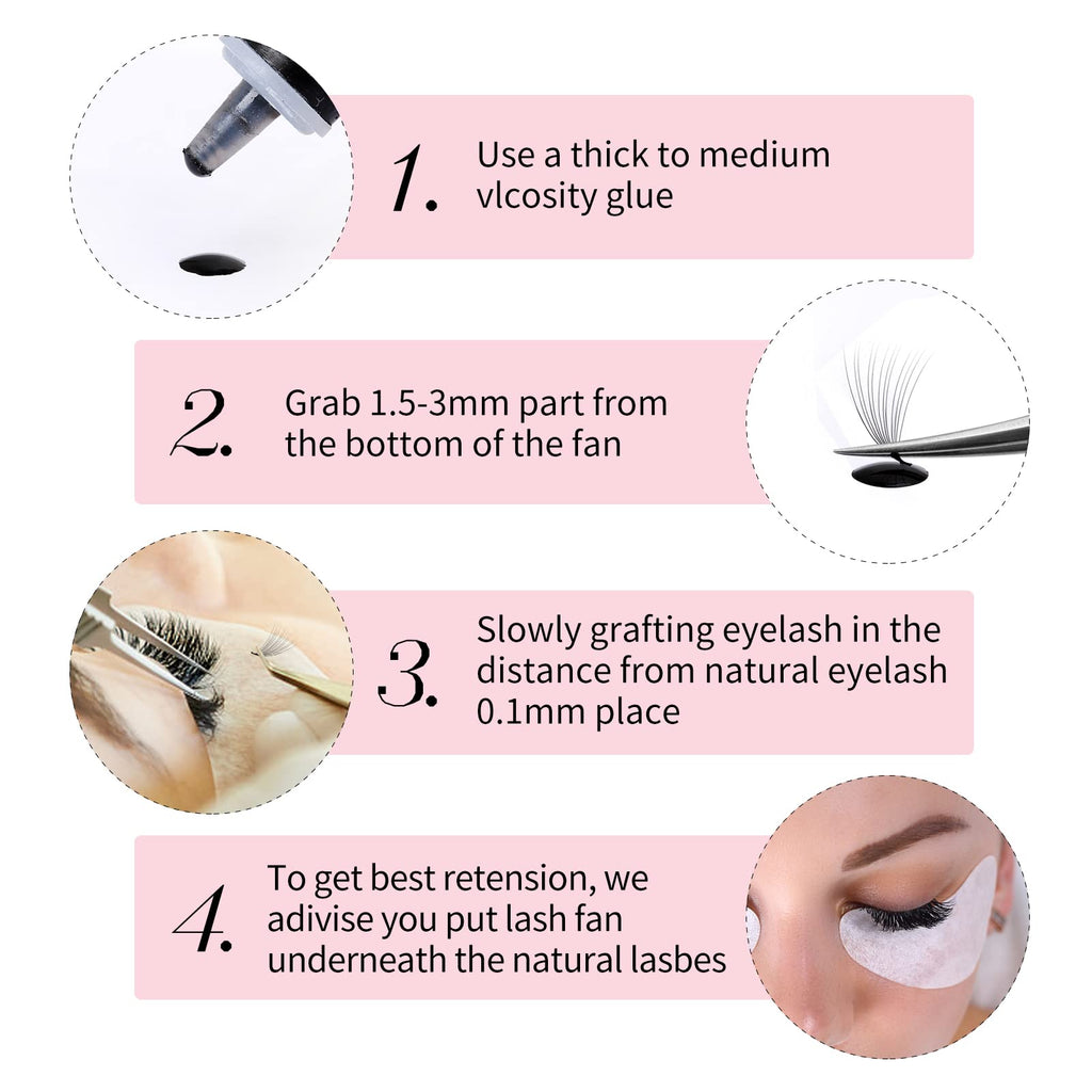 FADLASH 1000ct Premade Lash Fans – D Curl 12D-0.07D, 9–16mm | Budget-Friendly Volume Lashes