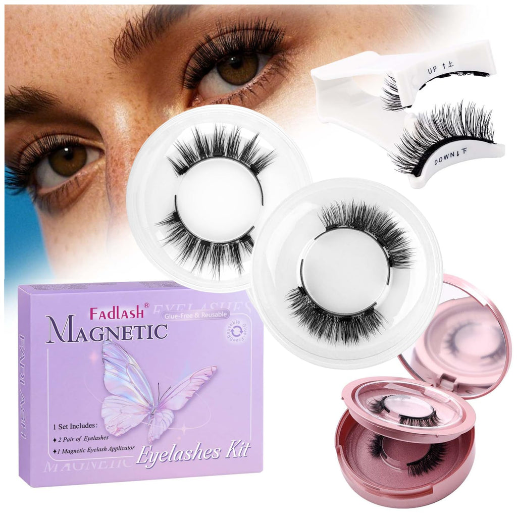 FADLASH Magnetic Eyelashes – Natural Look, Glue-Free, Reusable Lashes with Applicator (2 Pairs) S01