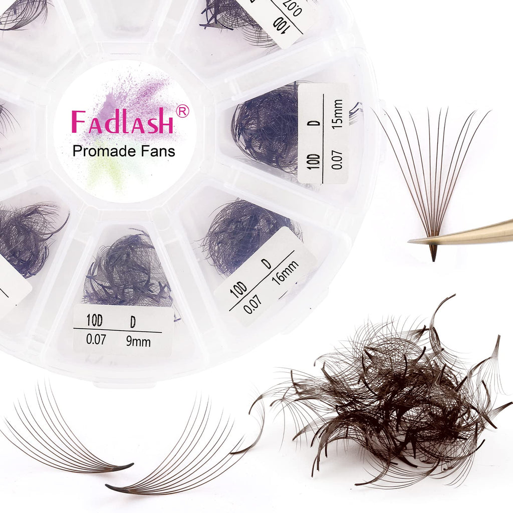 FADLASH Colored Lash Extensions 10D Premade Fans – 1000pcs Brown Mix (7D-16mm)