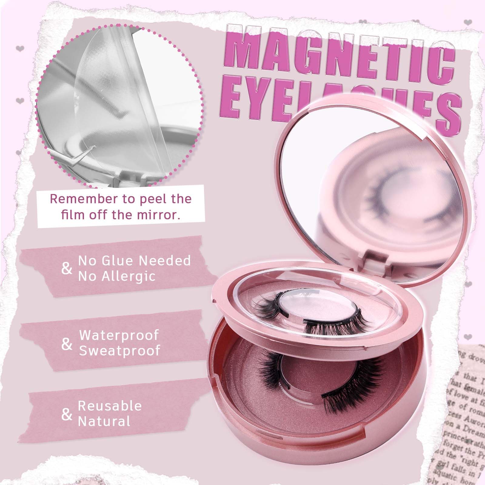 FADLASH Magnetic Eyelashes – Natural Look, Glue-Free, Reusable Lashes with Applicator (2 Pairs) S01