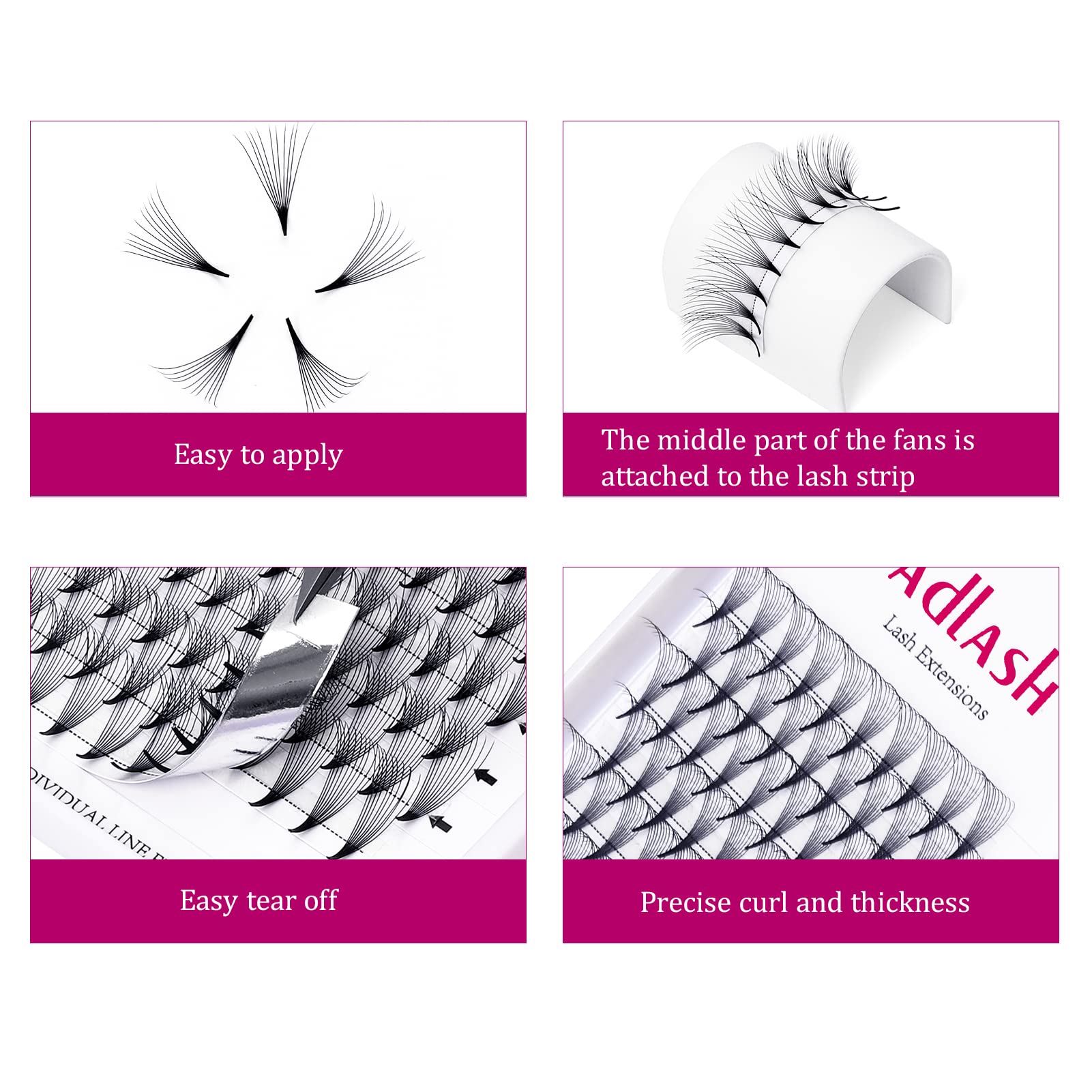 FADLASH 0.07mm C Curl 10D Premade Volume Lashes - 120pcs 10mm PBT
