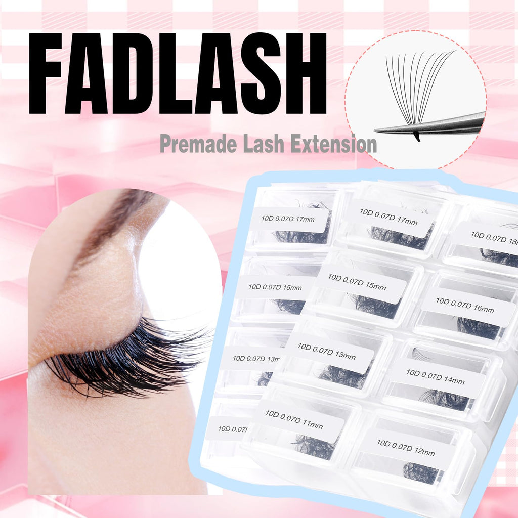 FADLASH 600 Premade Volume Fans Wispy Lash Extensions - Natural Look, 0.07D Curl, 10-18mm DIY Lash Kit