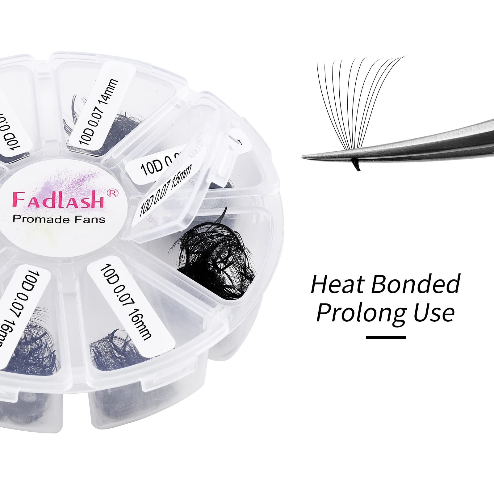 FADLASH Lash Extension 1000 Fans Premade Tray – Mixed D Curl 10D-0.07D, 13-16mm