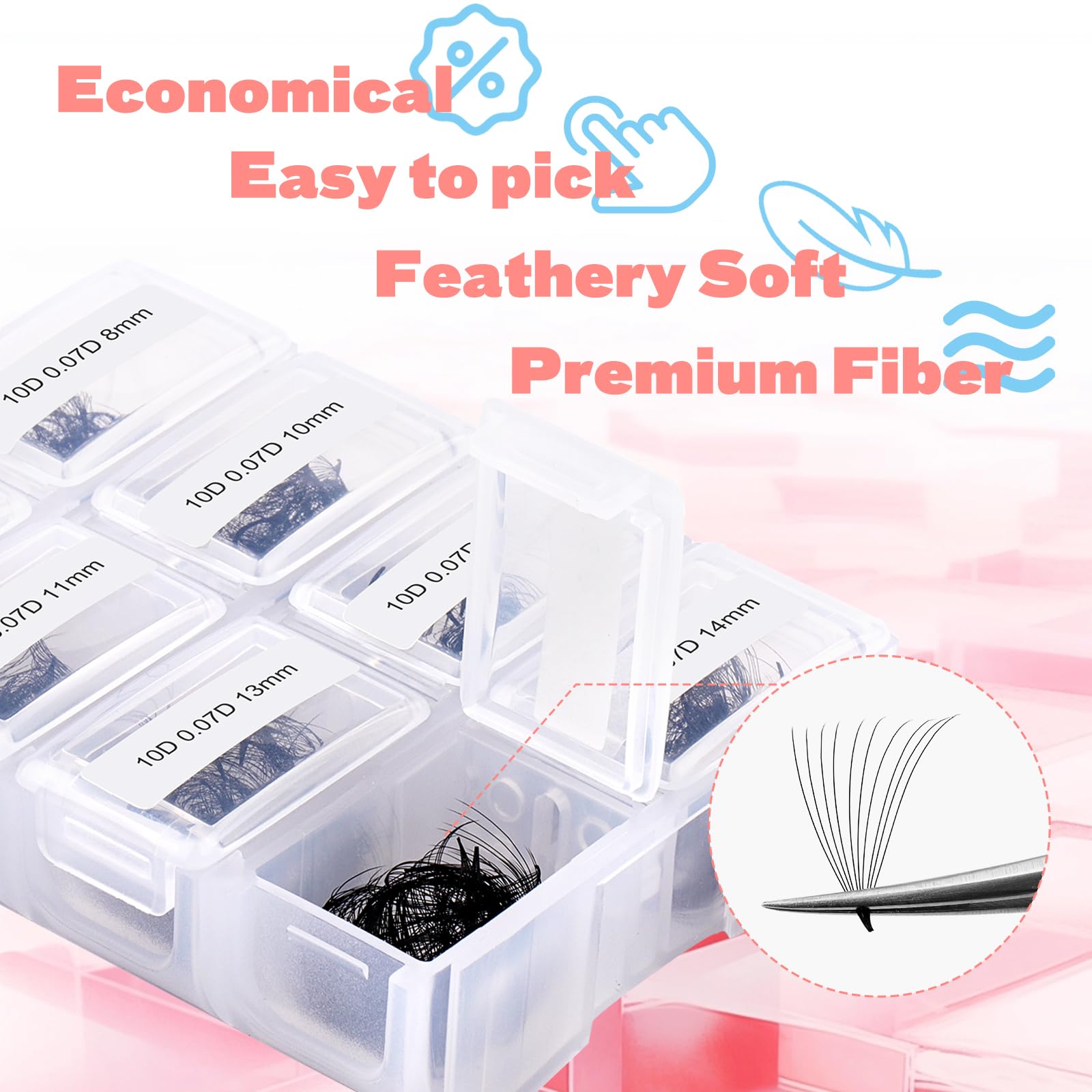 FADLASH 600 Premade Volume Fans Wispy Lash Extensions – Natural Look, 0.07D Curl, 10-15mm Mix Length