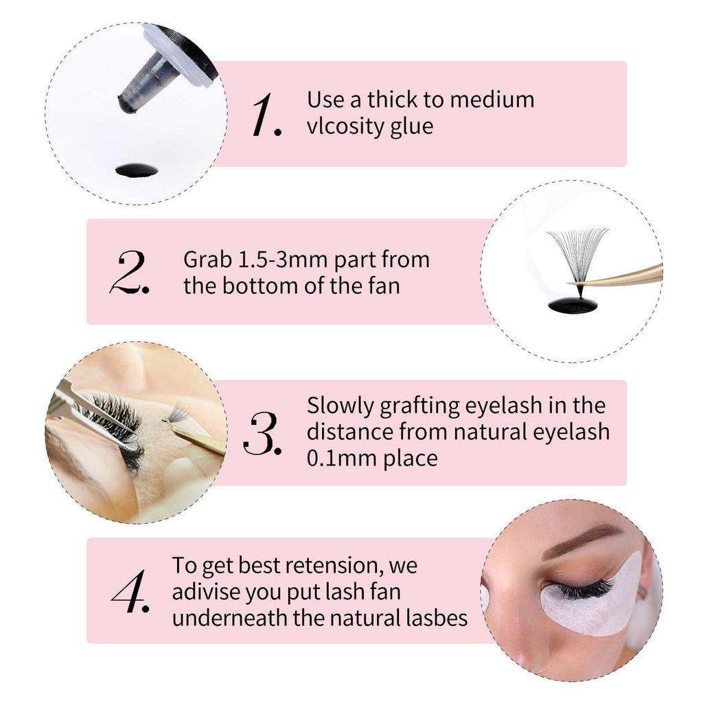 FADLASH 1000 Fans Premade Volume Extensions – 24D D Curl, Thin Base, Premium Premade Fans