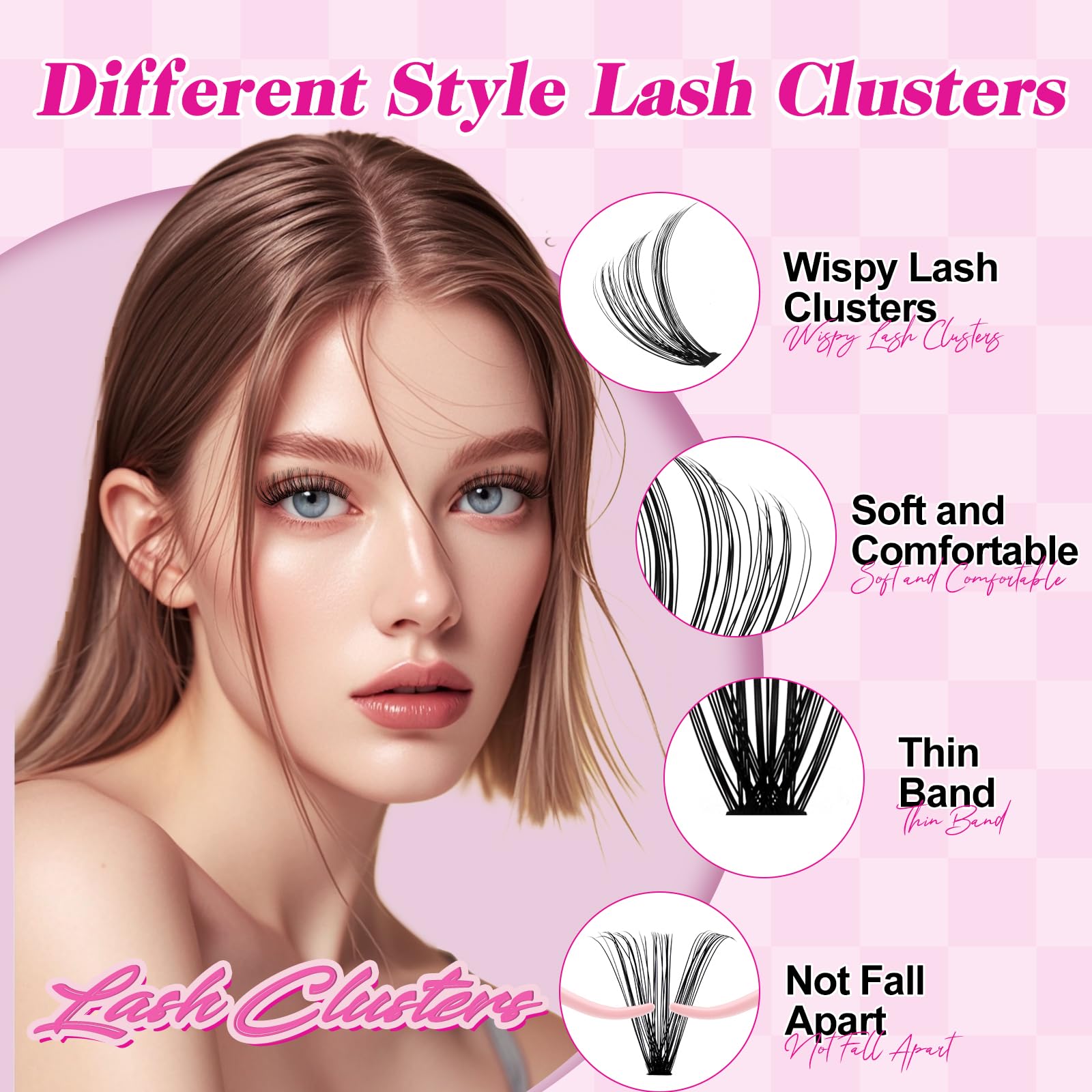 FADLASH Lash Clusters Kit 560Pcs | 8-16mm D-Curl DIY Extensions with Bond & Seal