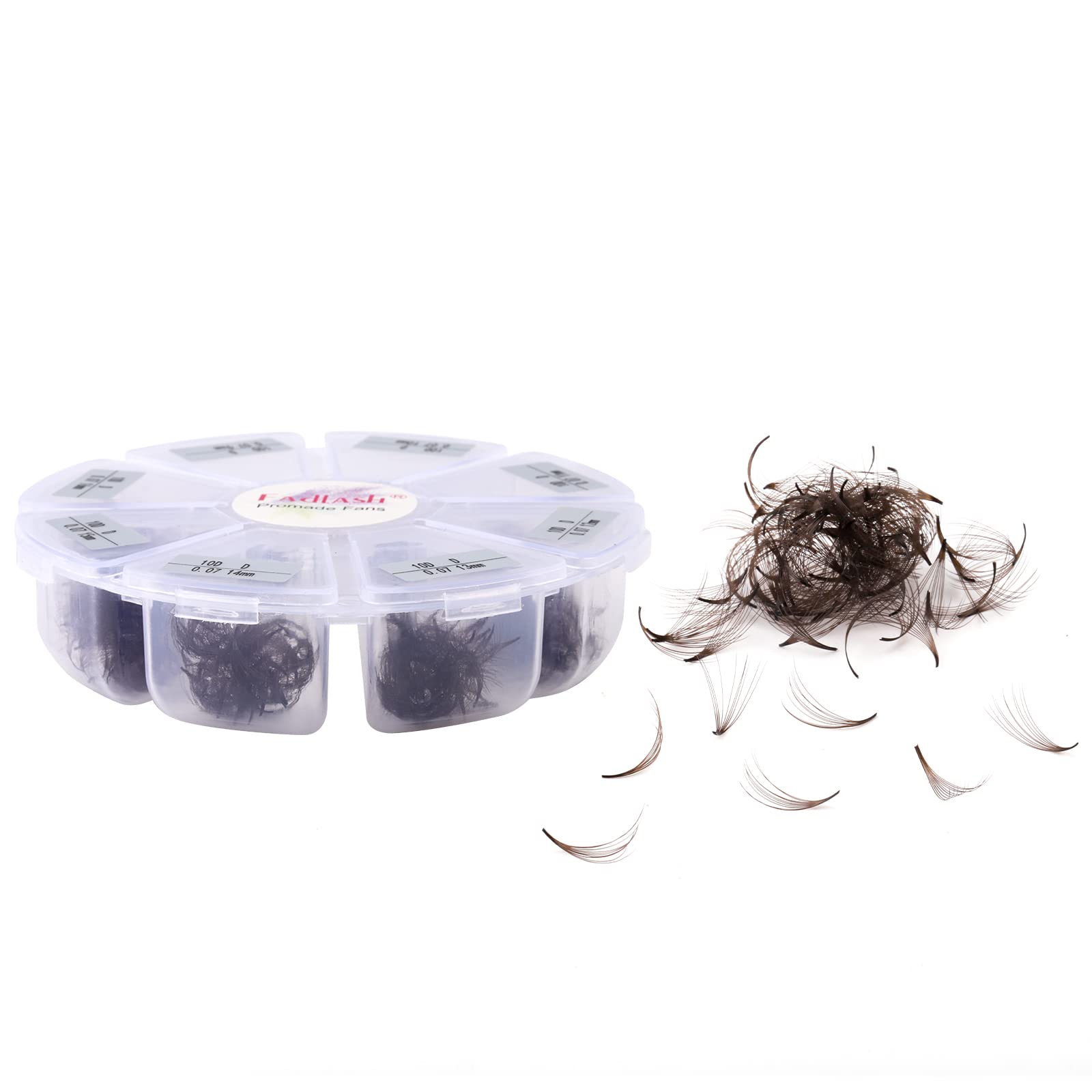 FADLASH Colored Lash Extensions 10D Premade Fans – 1000pcs Brown Mix (7D-16mm)