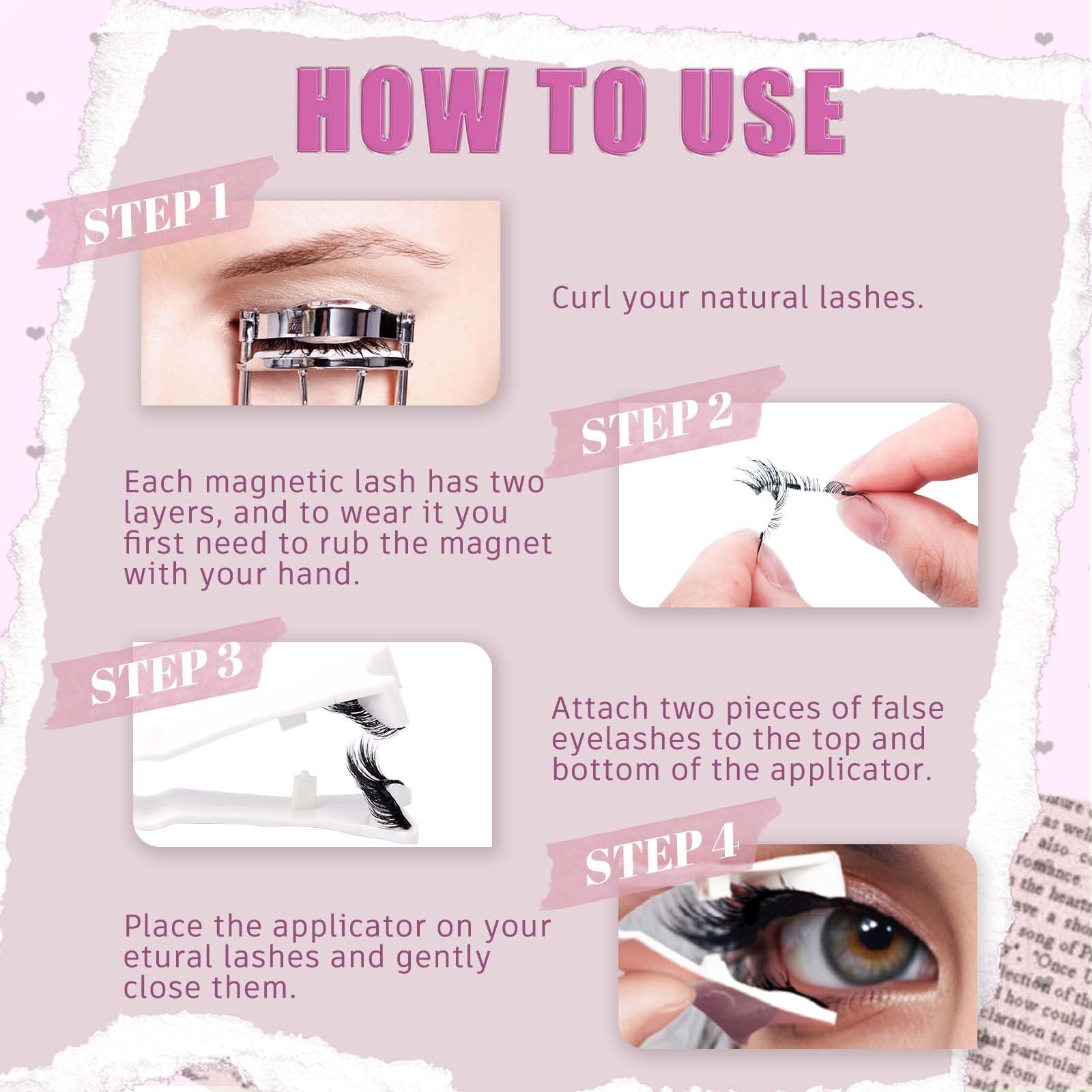 FADLASH Magnetic Eyelashes – Natural Look, Glue-Free, Reusable Lashes with Applicator (2 Pairs) S01